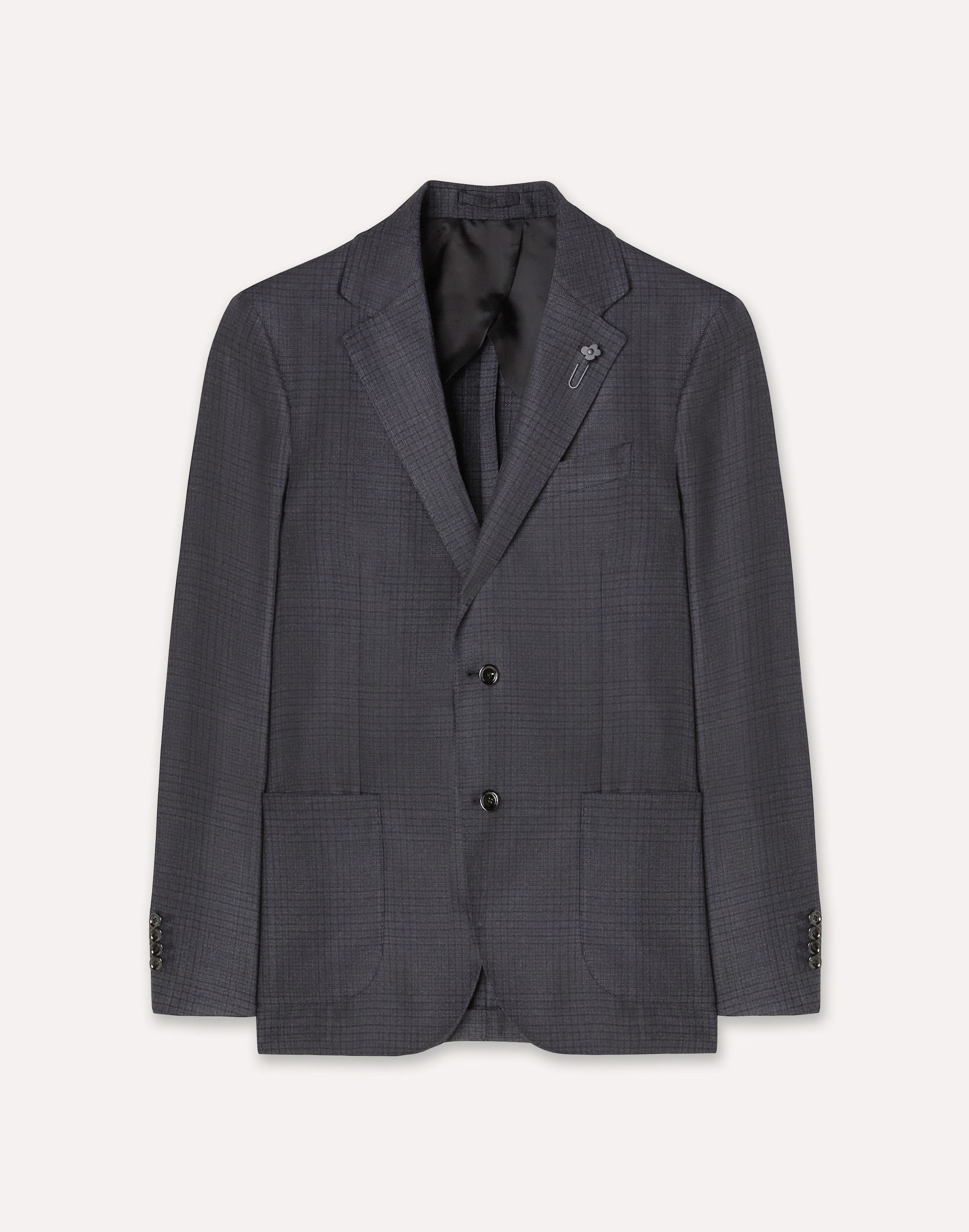 Graublaue Jacke aus Prince-of-Wales-Wolle mit natürlichem Stretch GREY/BLUE Lardini 1