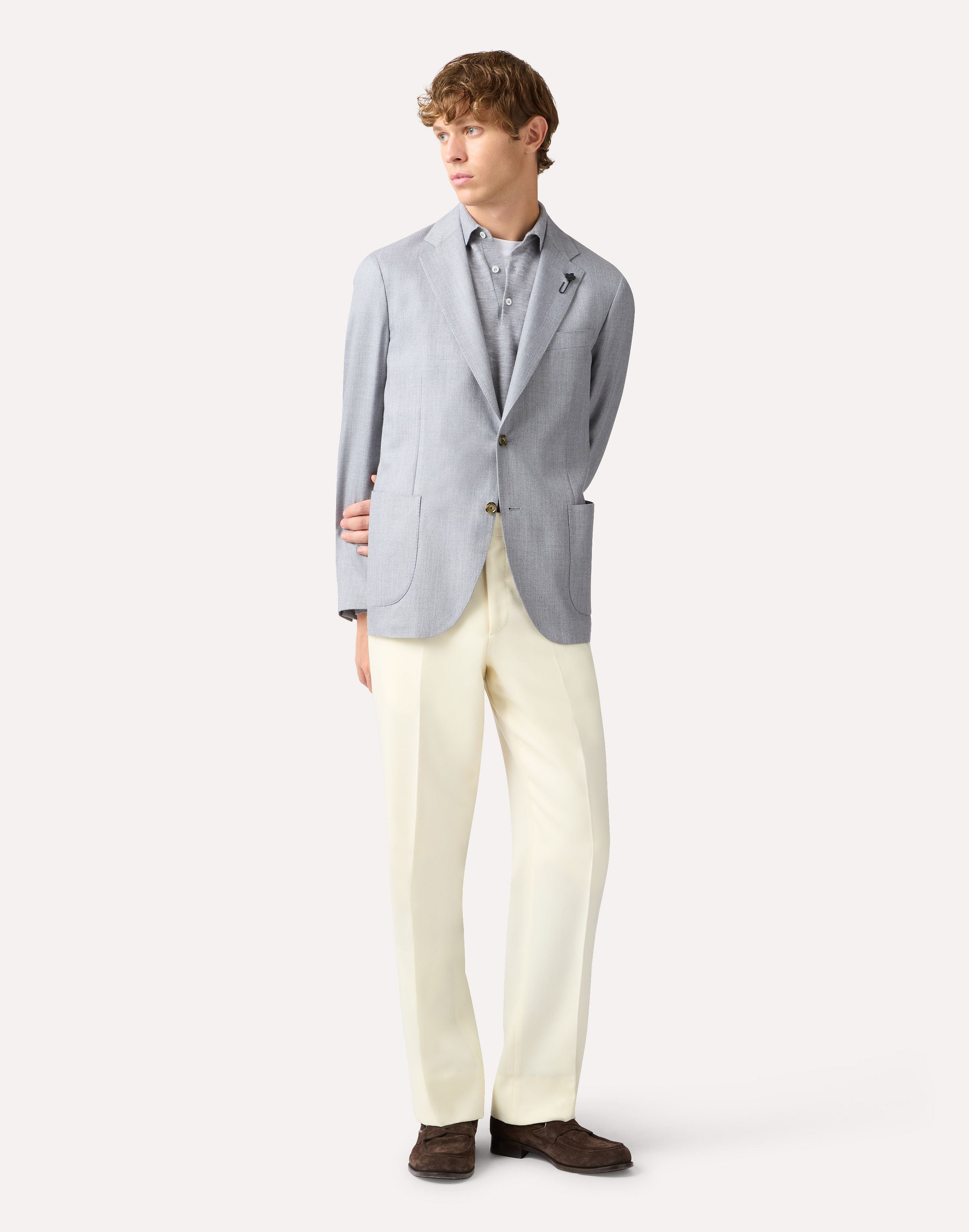 Grey single-breasted jacket in wool, cashmere, and silk GREY Lardini 2