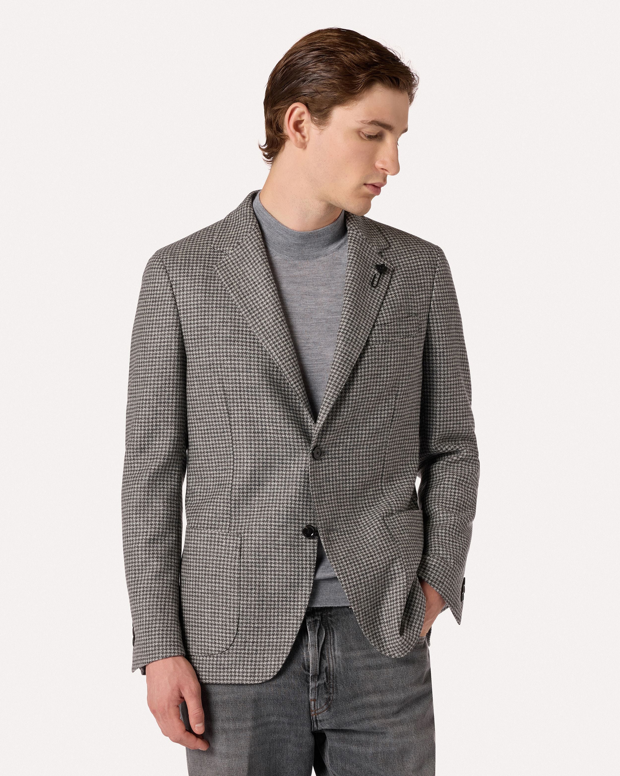 Giacca monopetto grigia in twill di lana e cashmere GREY/BEIGE Lardini 4
