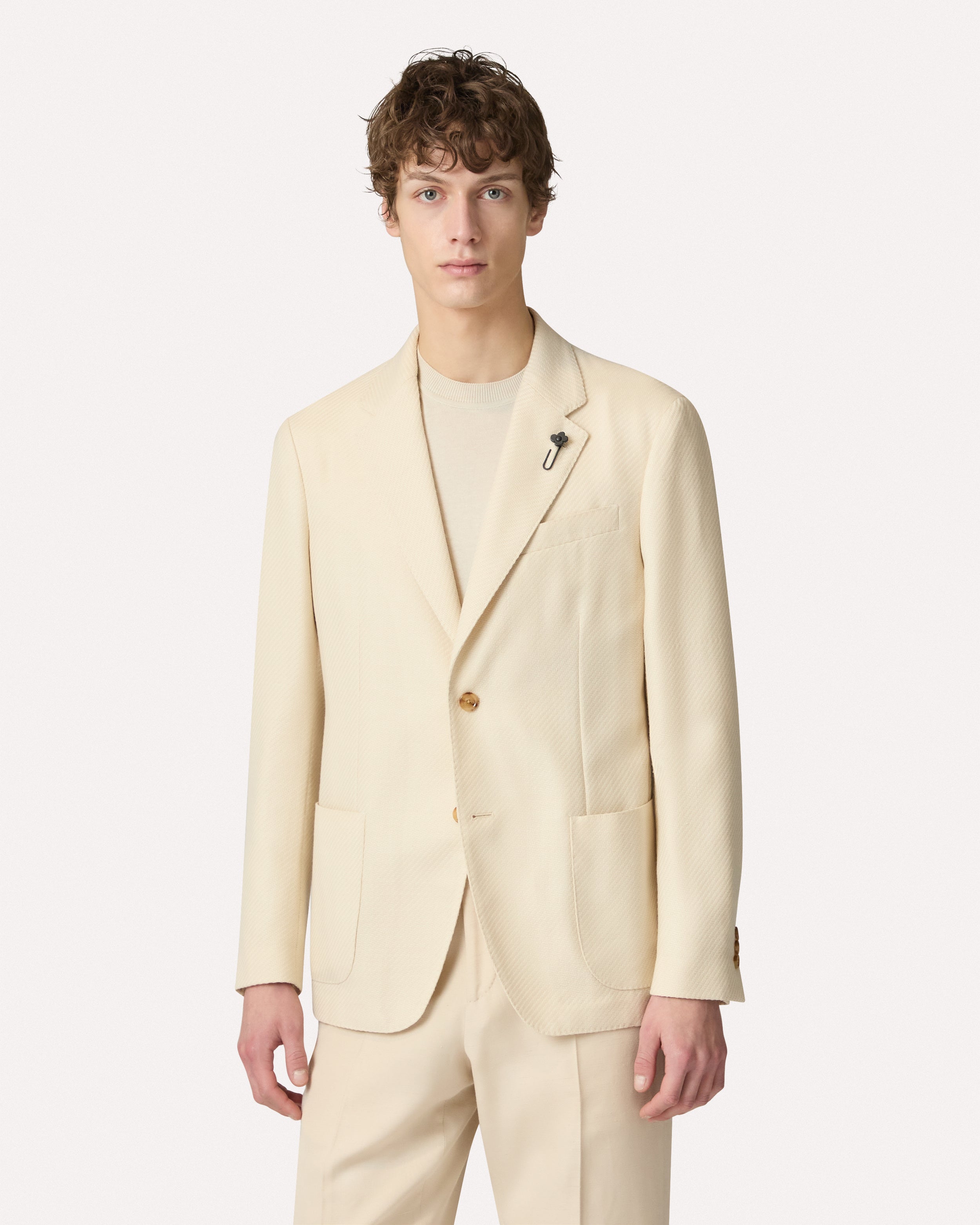 Cream single-breasted jacket in wool and cotton CREAM Lardini 3