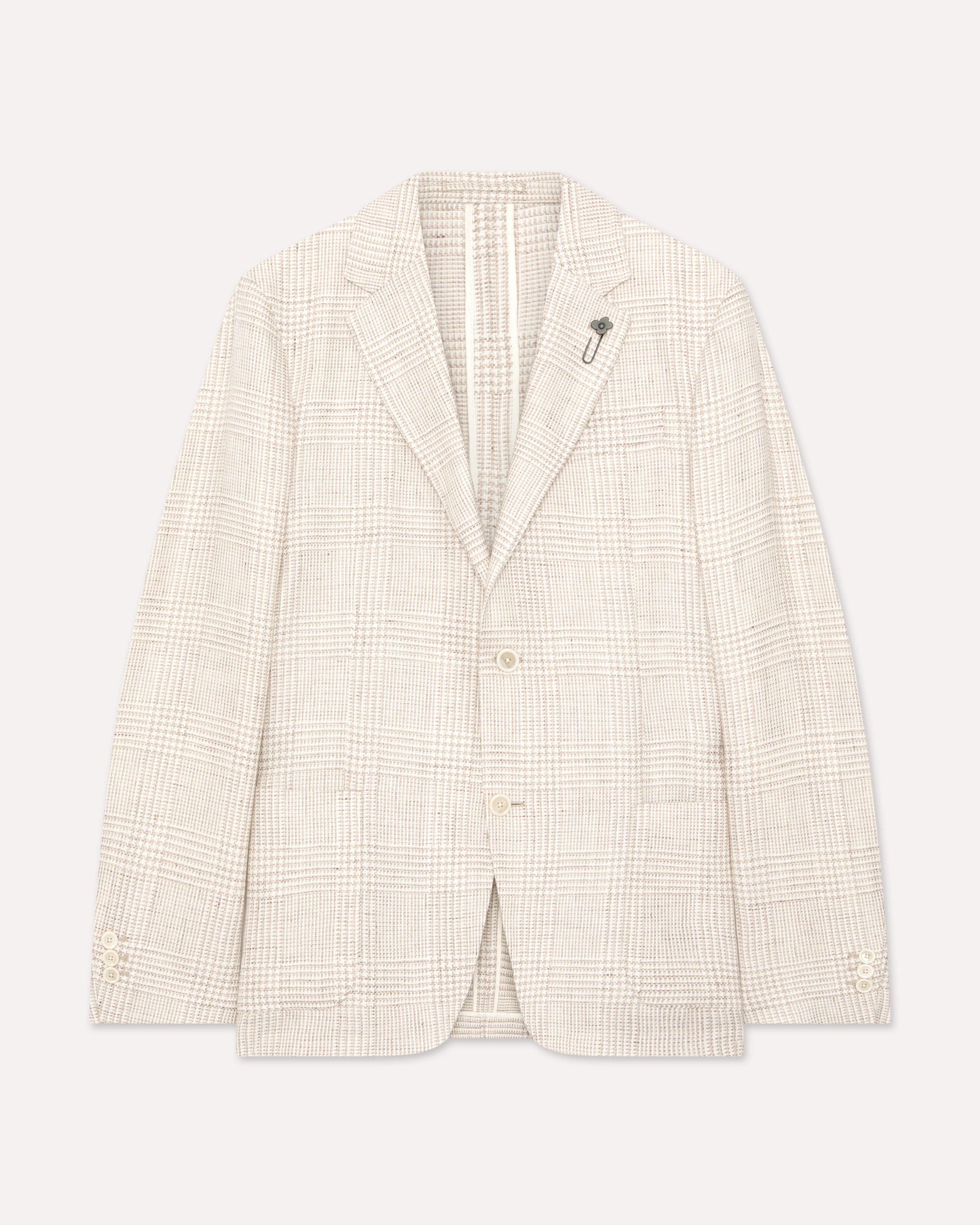 Einreihige Jacke aus Leinen und Baumwolle in Creme WHITE Lardini 1