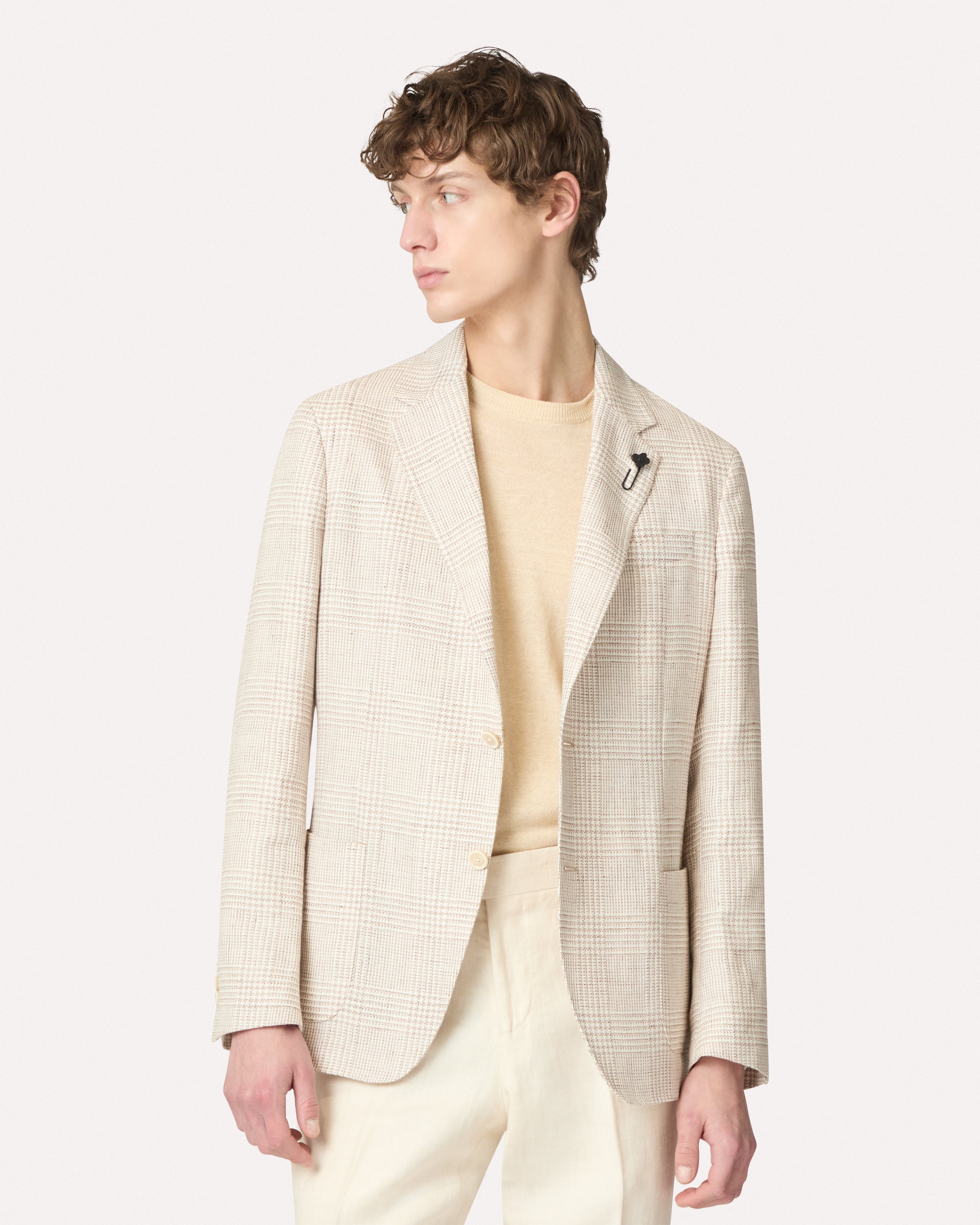 Cream single-breasted jacket in linen and cotton WHITE Lardini 3