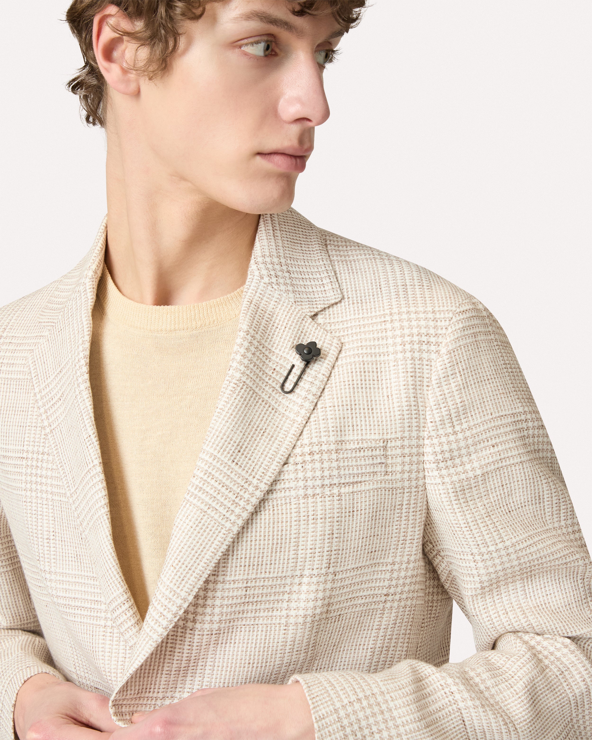 Cream single-breasted jacket in linen and cotton WHITE Lardini 4