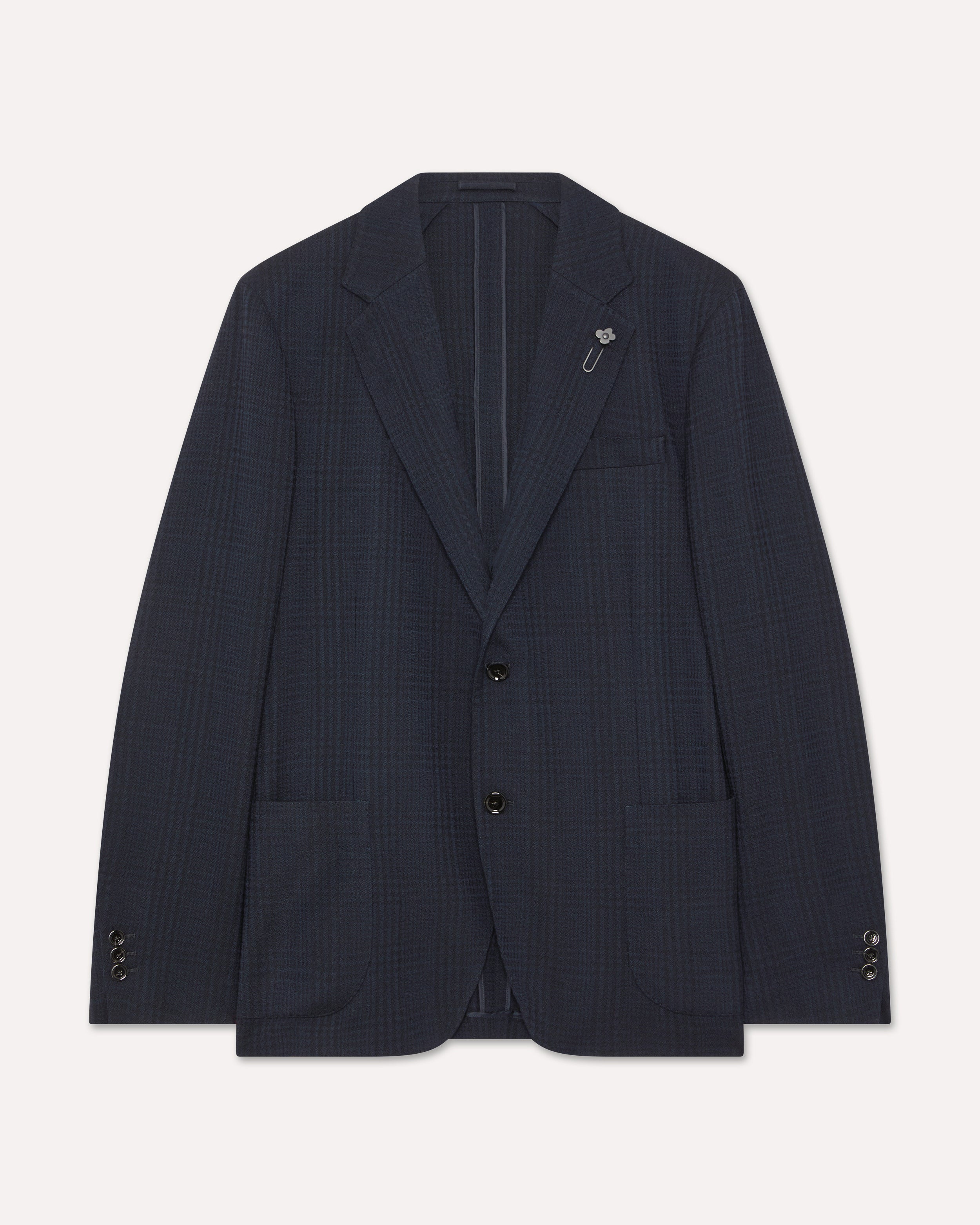 Giacca monopetto in tessuto mowear blu BLUE/BLACK Lardini 1
