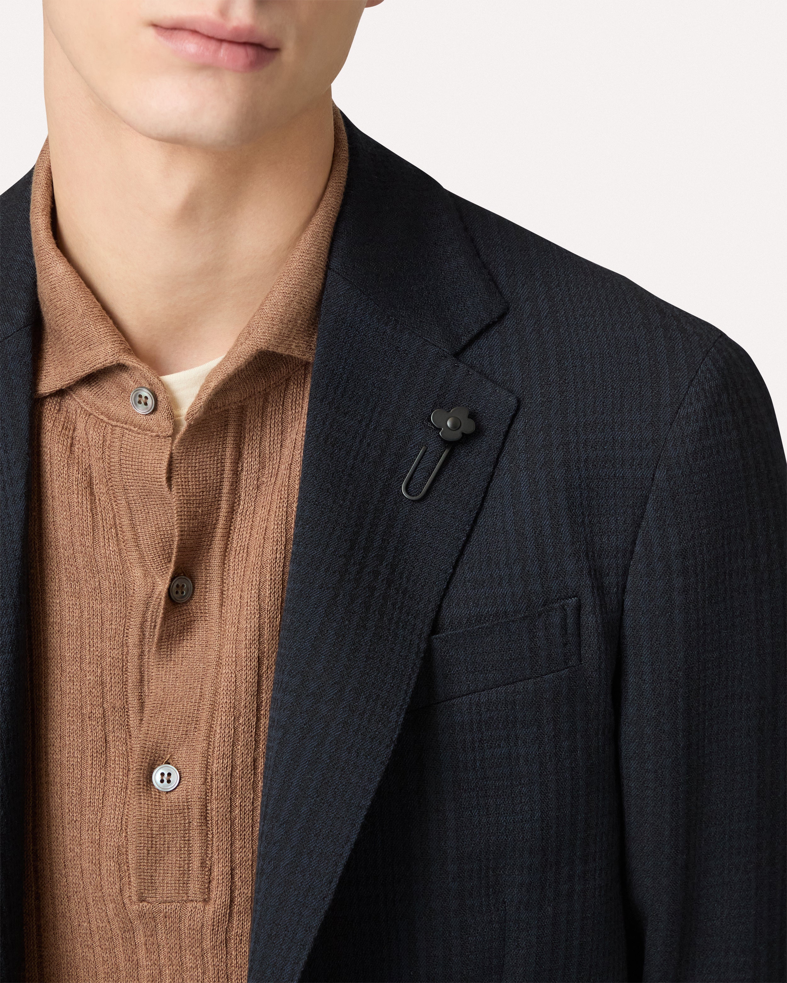 Giacca monopetto in tessuto mowear blu BLUE/BLACK Lardini 4