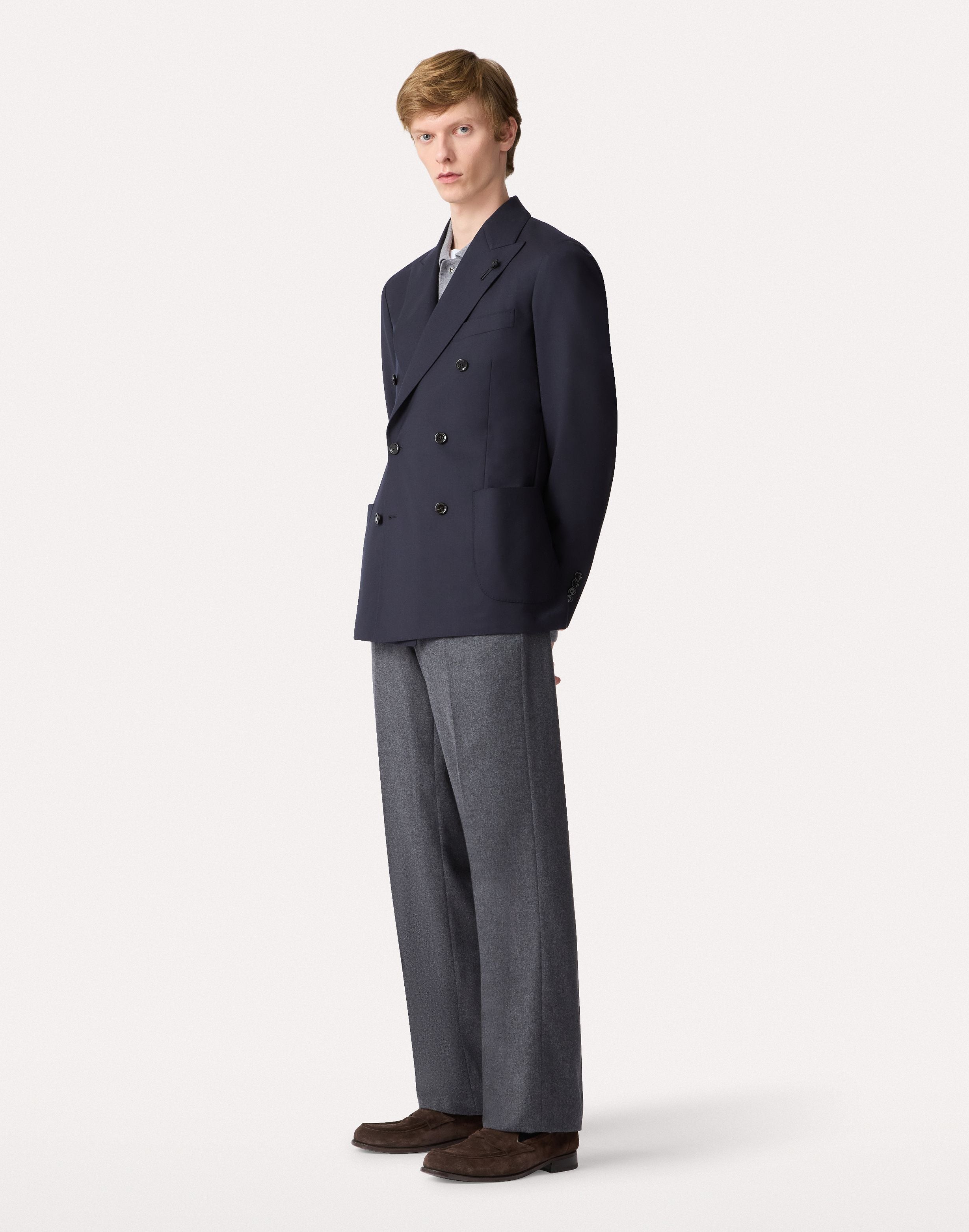 Blue single-breasted jacket in extra-fine wool and silk BLUE Lardini 2