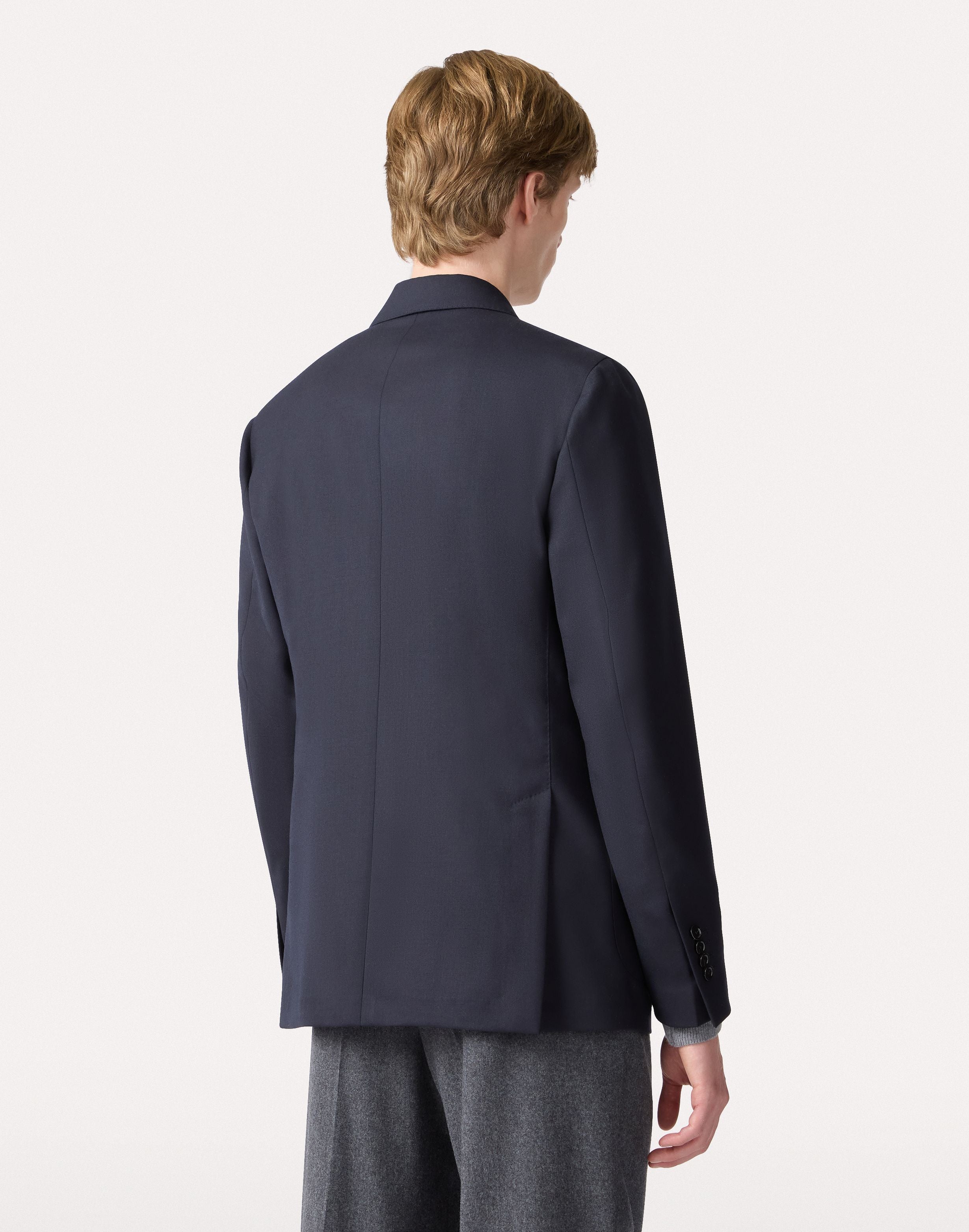 Blue single-breasted jacket in extra-fine wool and silk BLUE Lardini 5