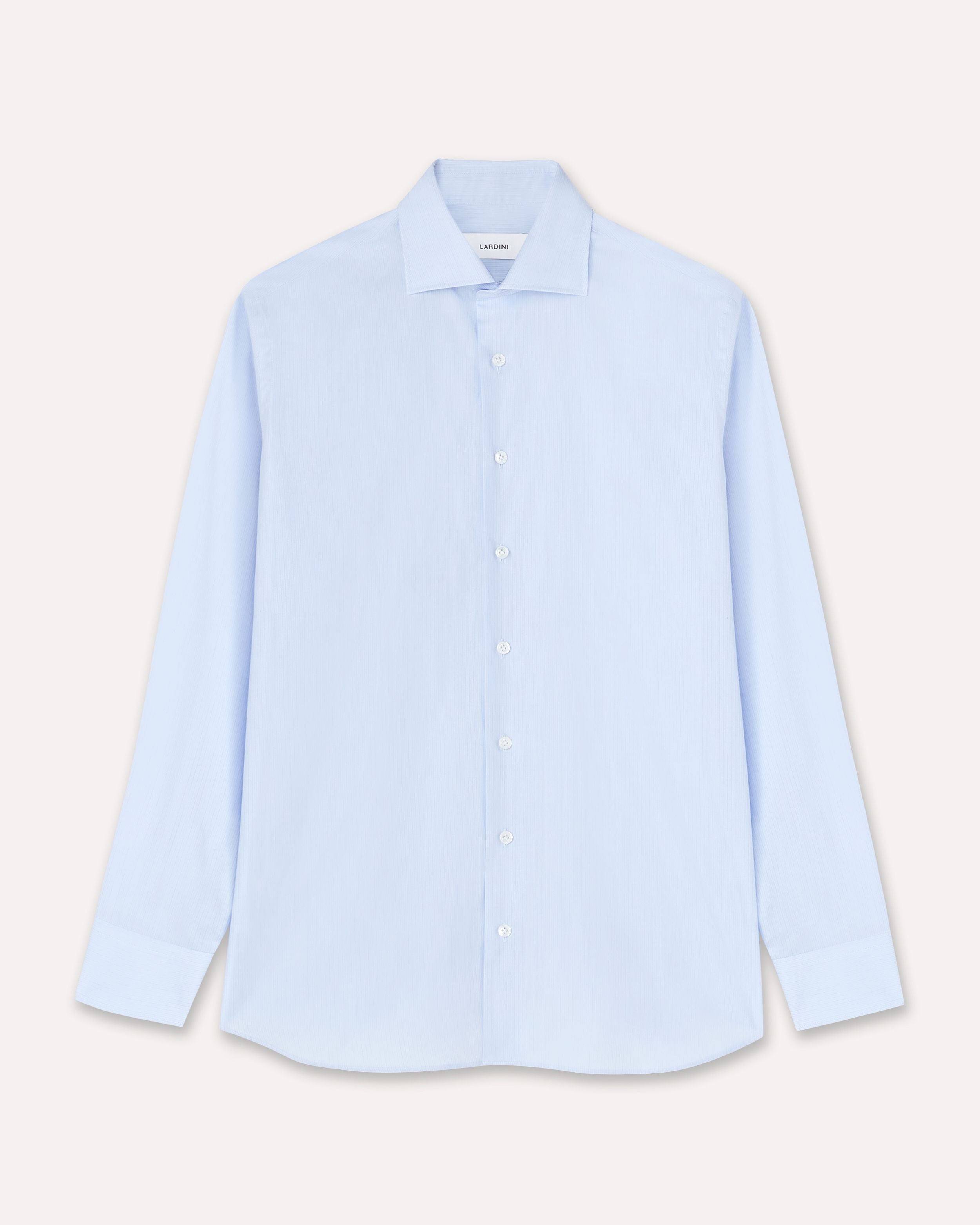 Camicia classica azzurra, bianca e blu in popeline di cotone a righe LIGHT BLUE/WHITE/BLU Lardini 1