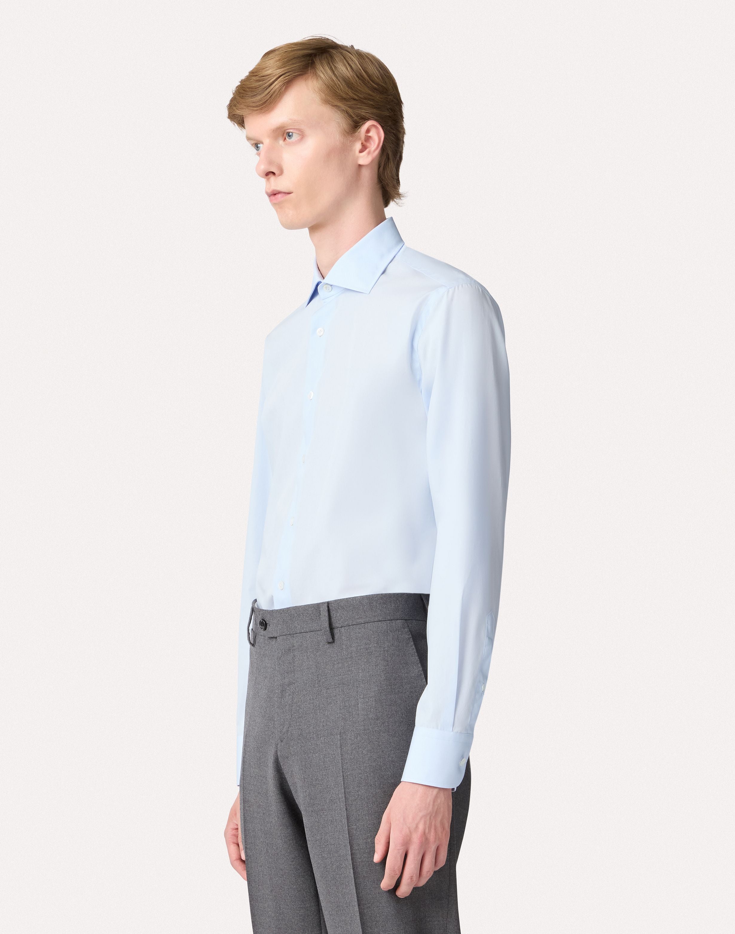 Chemise classique bleu ciel en popeline de coton SKY BLUE Lardini 4