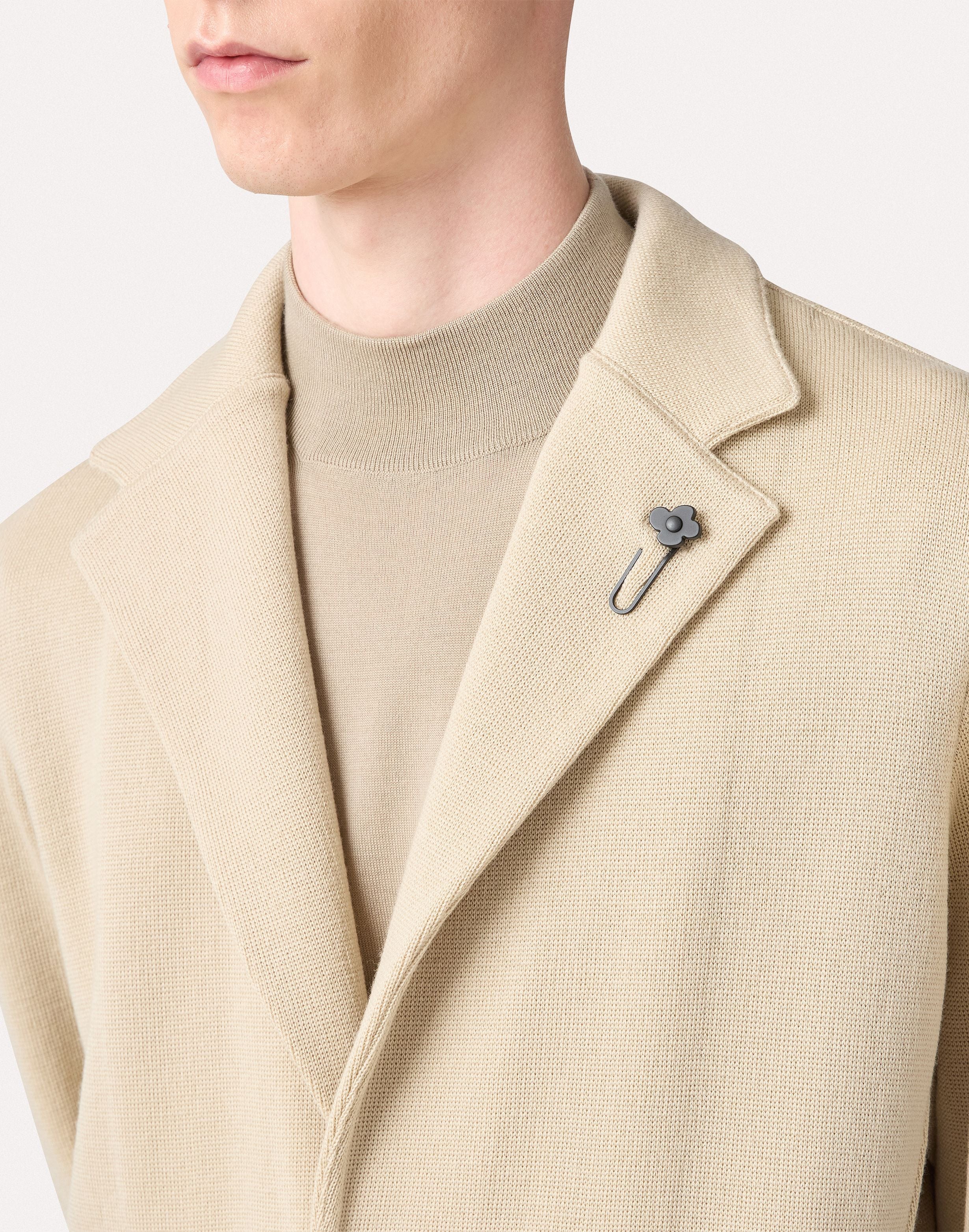 Giacca monopetto in maglia panna CREAM Lardini 3