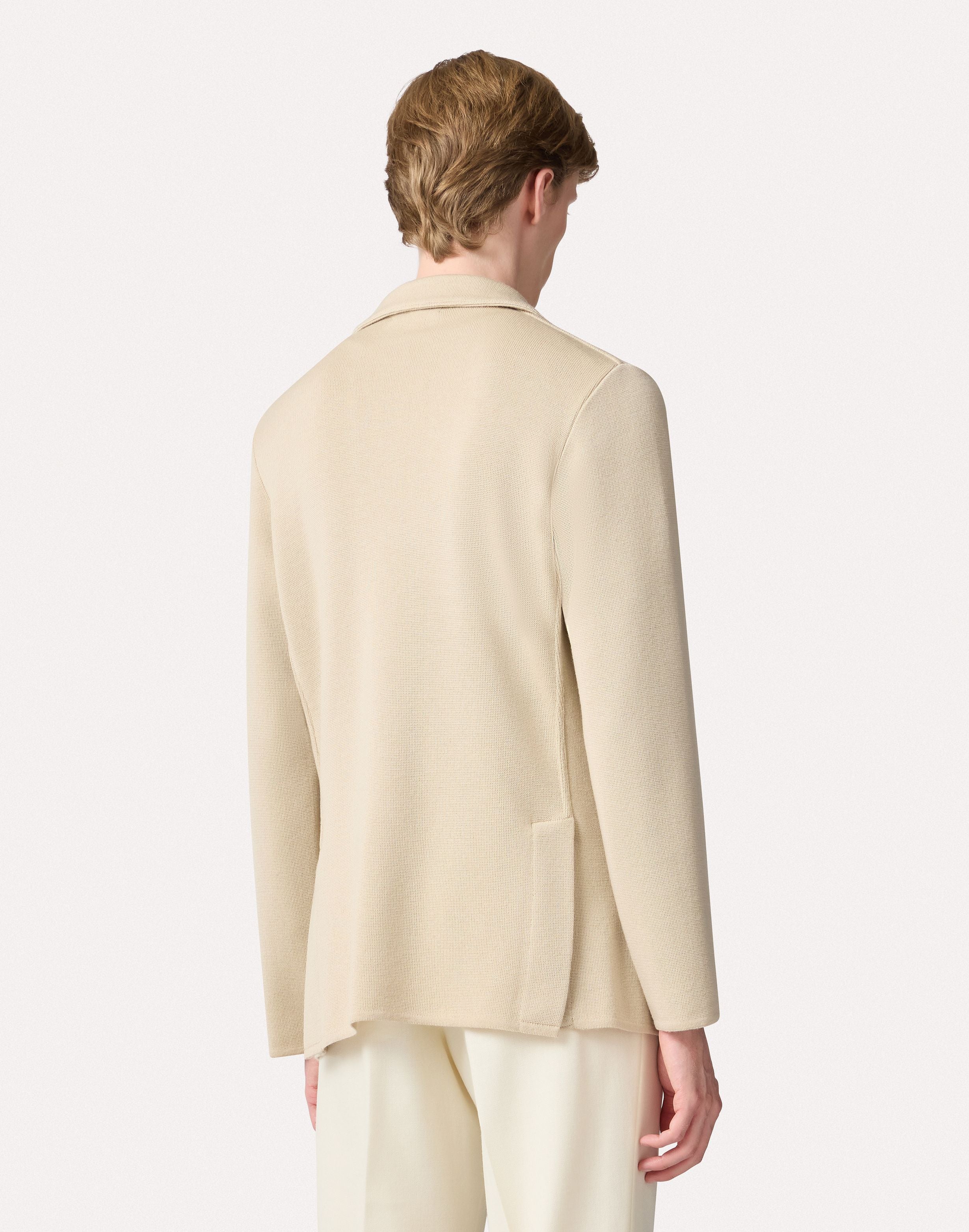 Giacca monopetto in maglia panna CREAM Lardini 5