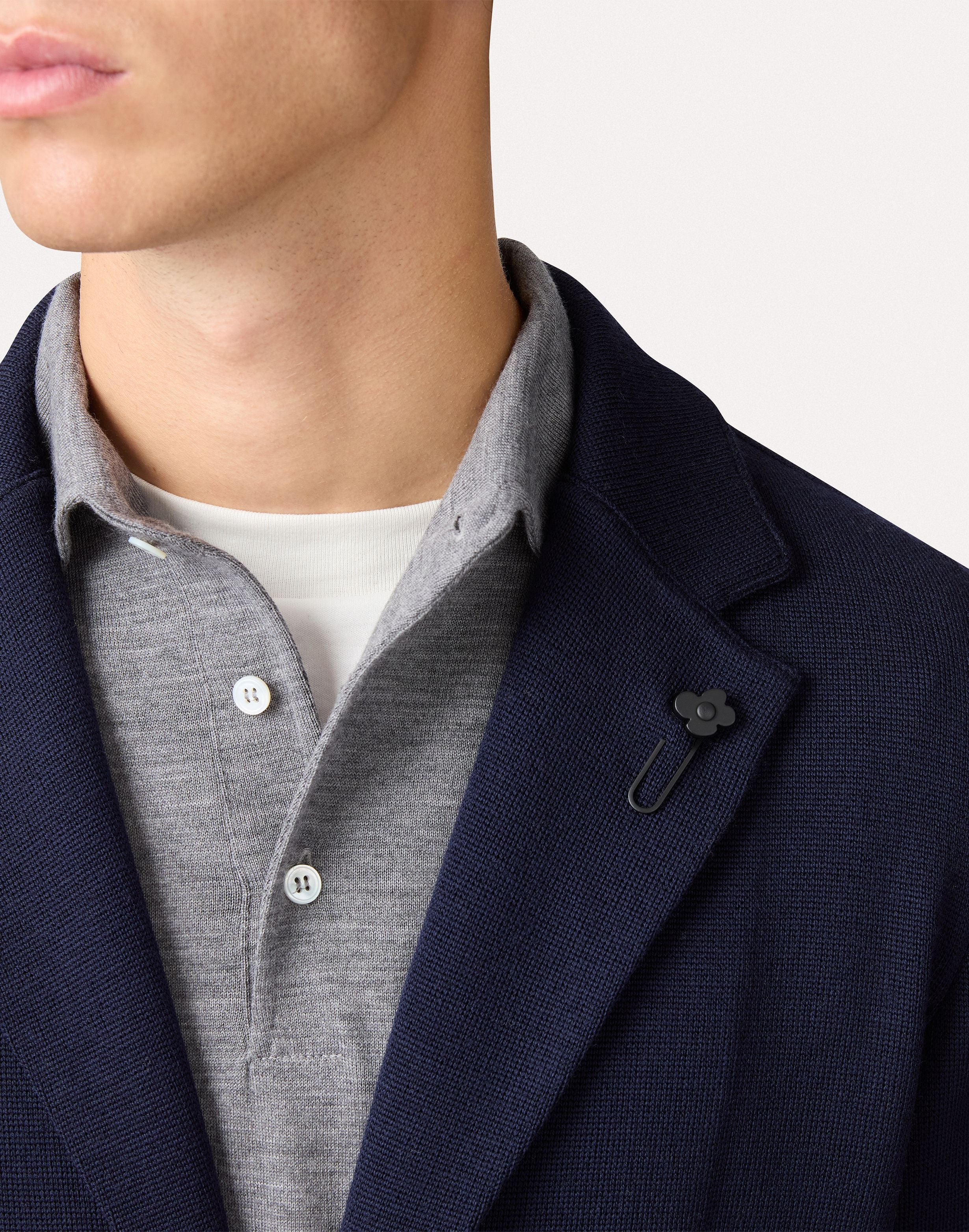 Giacca monopetto in maglia blu BLUE Lardini 3