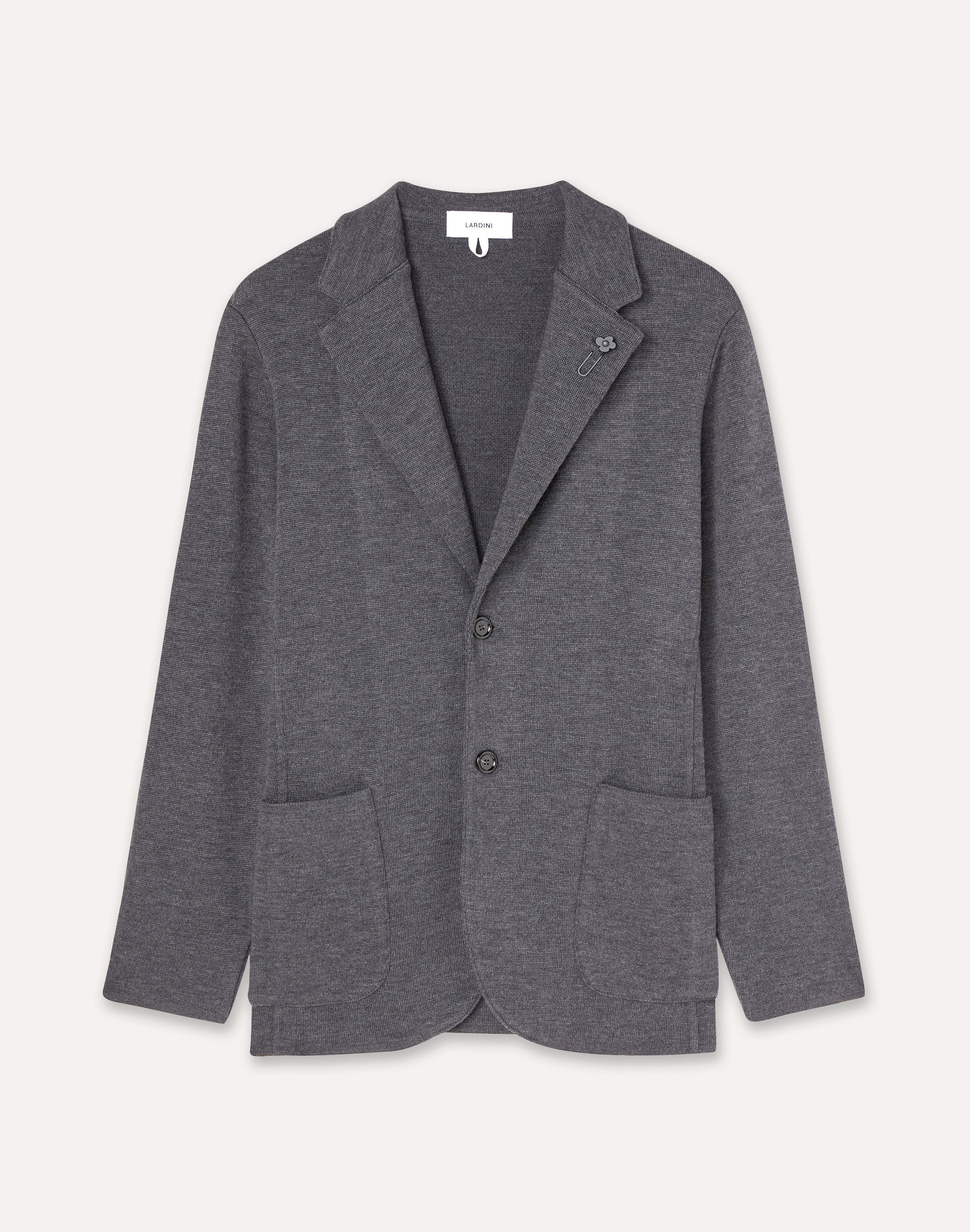 Anthracite single-breasted knit jacket GREY Lardini 1