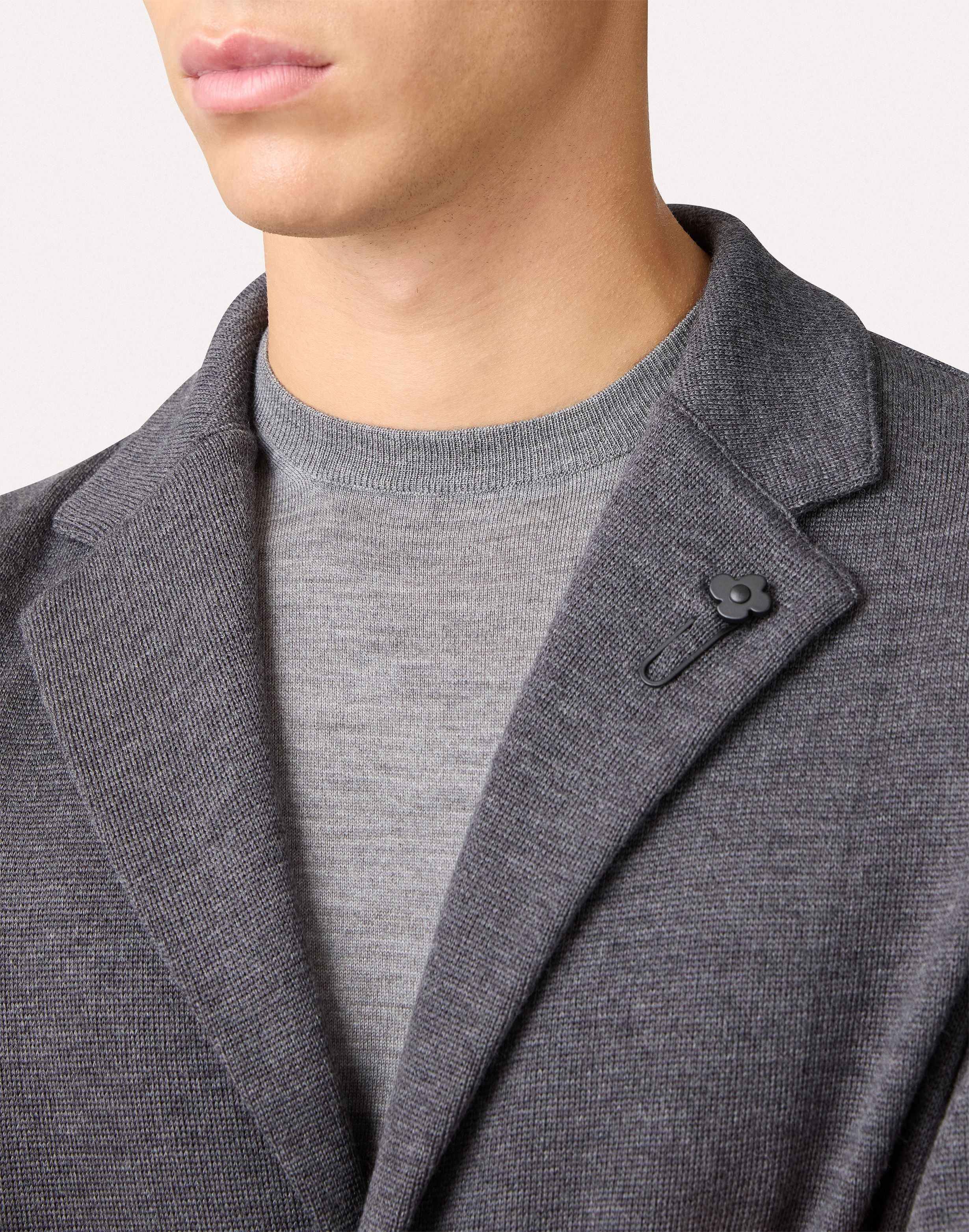 Veste en maille à simple boutonnage couleur anthracite GREY Lardini 3