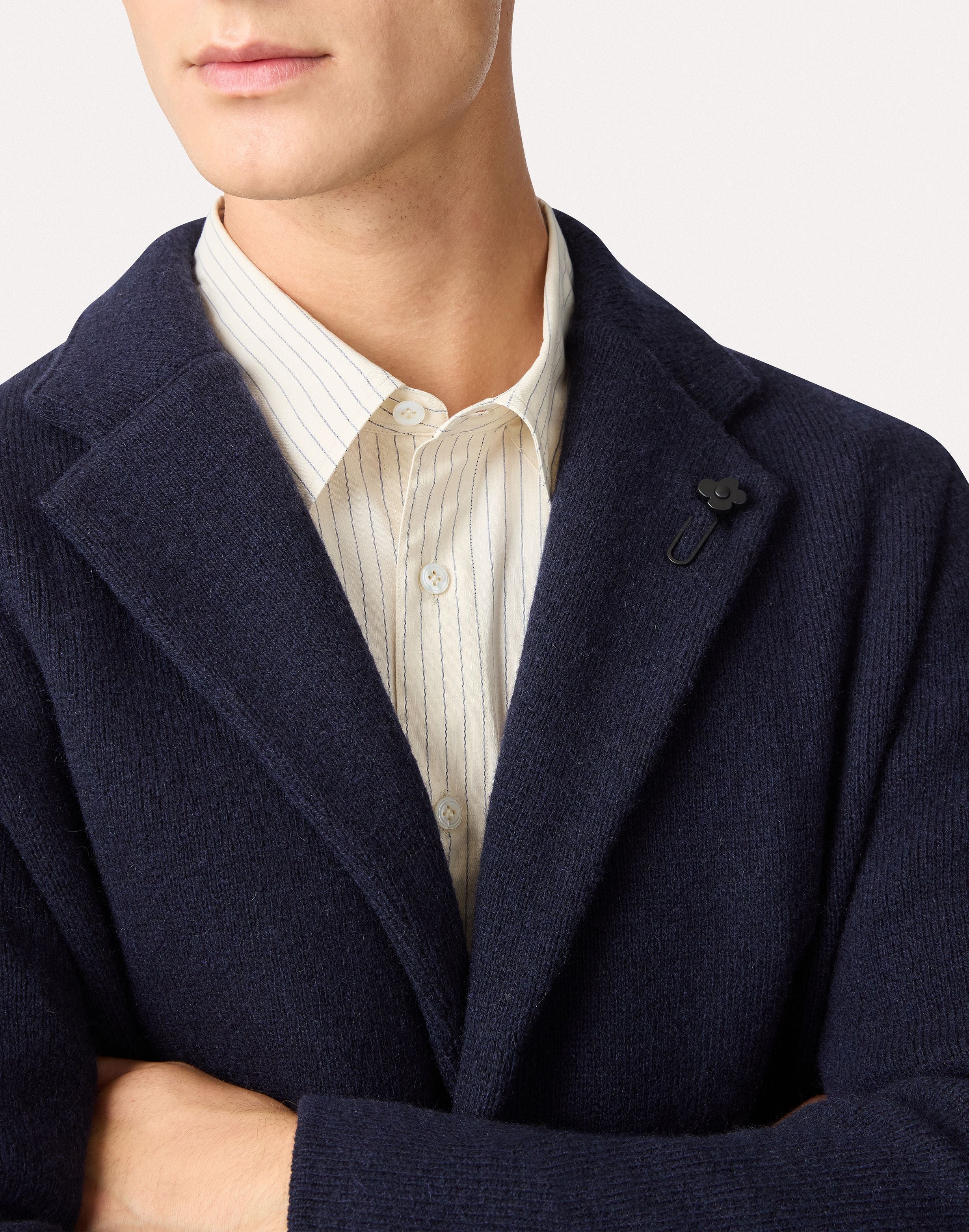 Giacca maglia blu in cashmere stretch BLUE Lardini 3