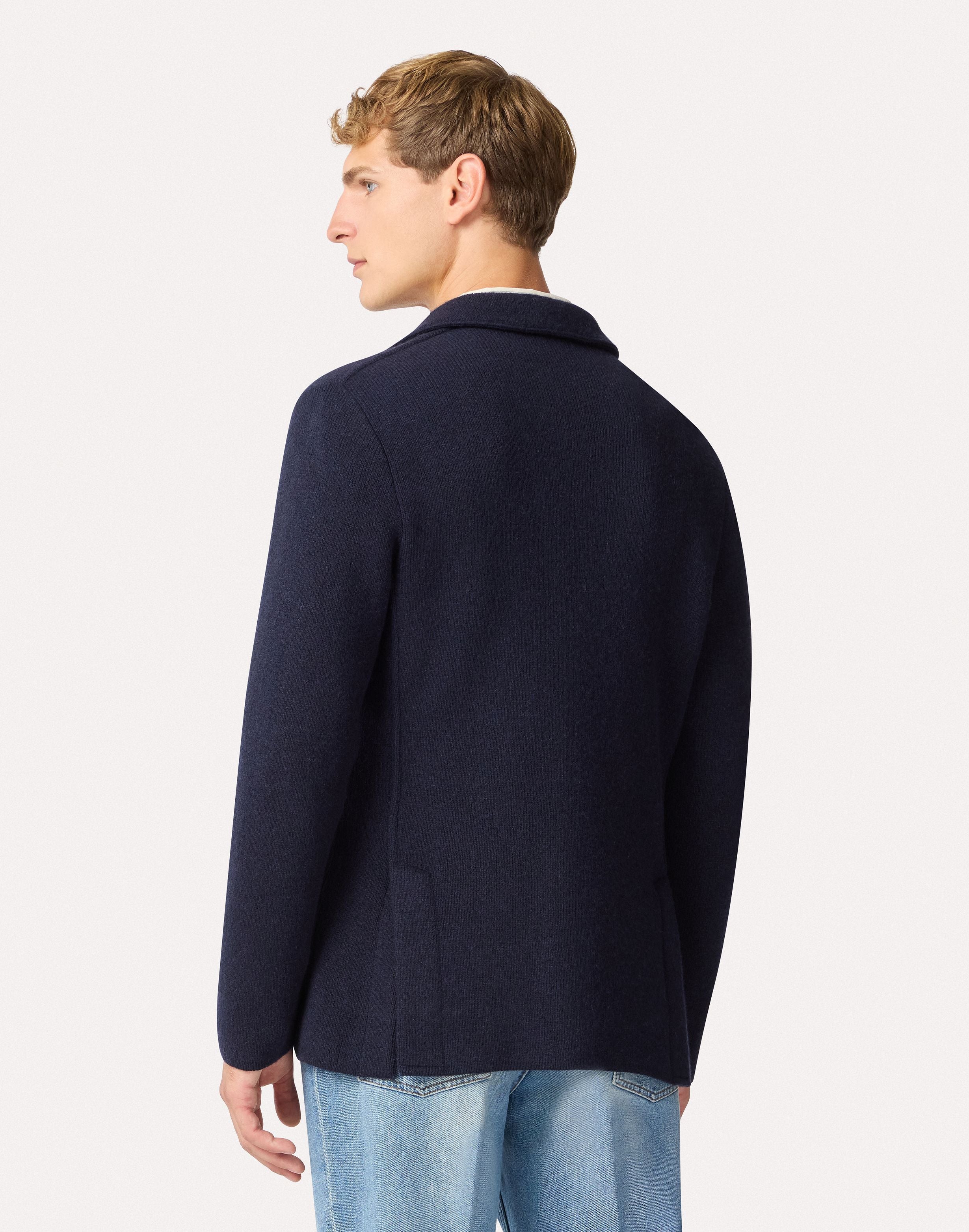 Giacca maglia blu in cashmere stretch BLUE Lardini 4