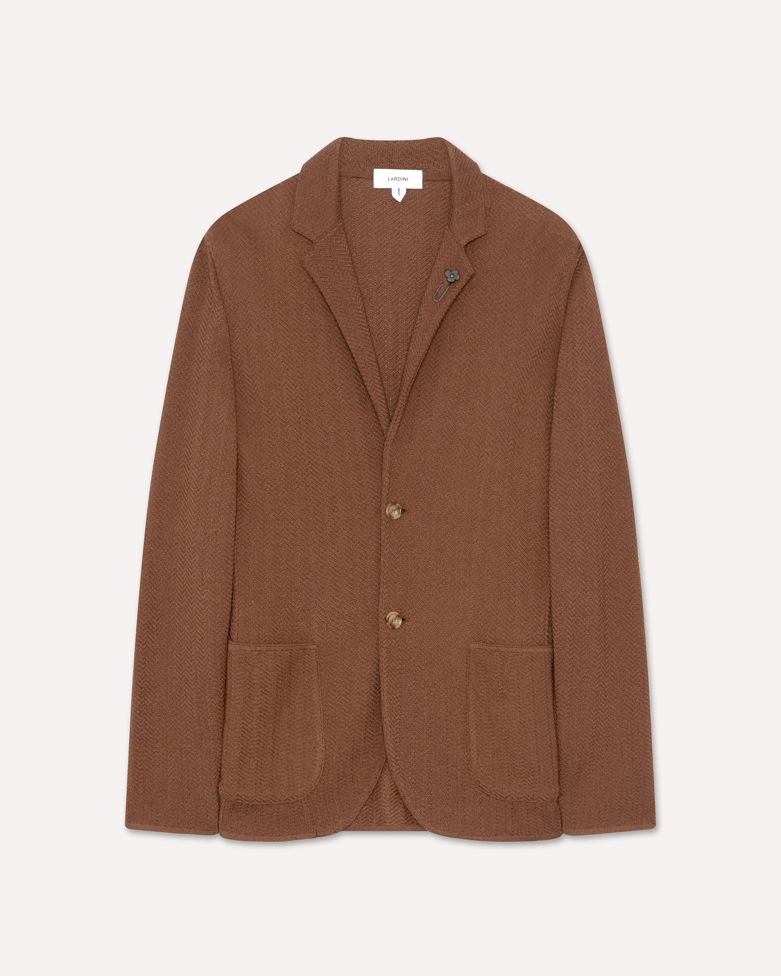 Brown jacquard knit jacket BROWN/RUST Lardini 1