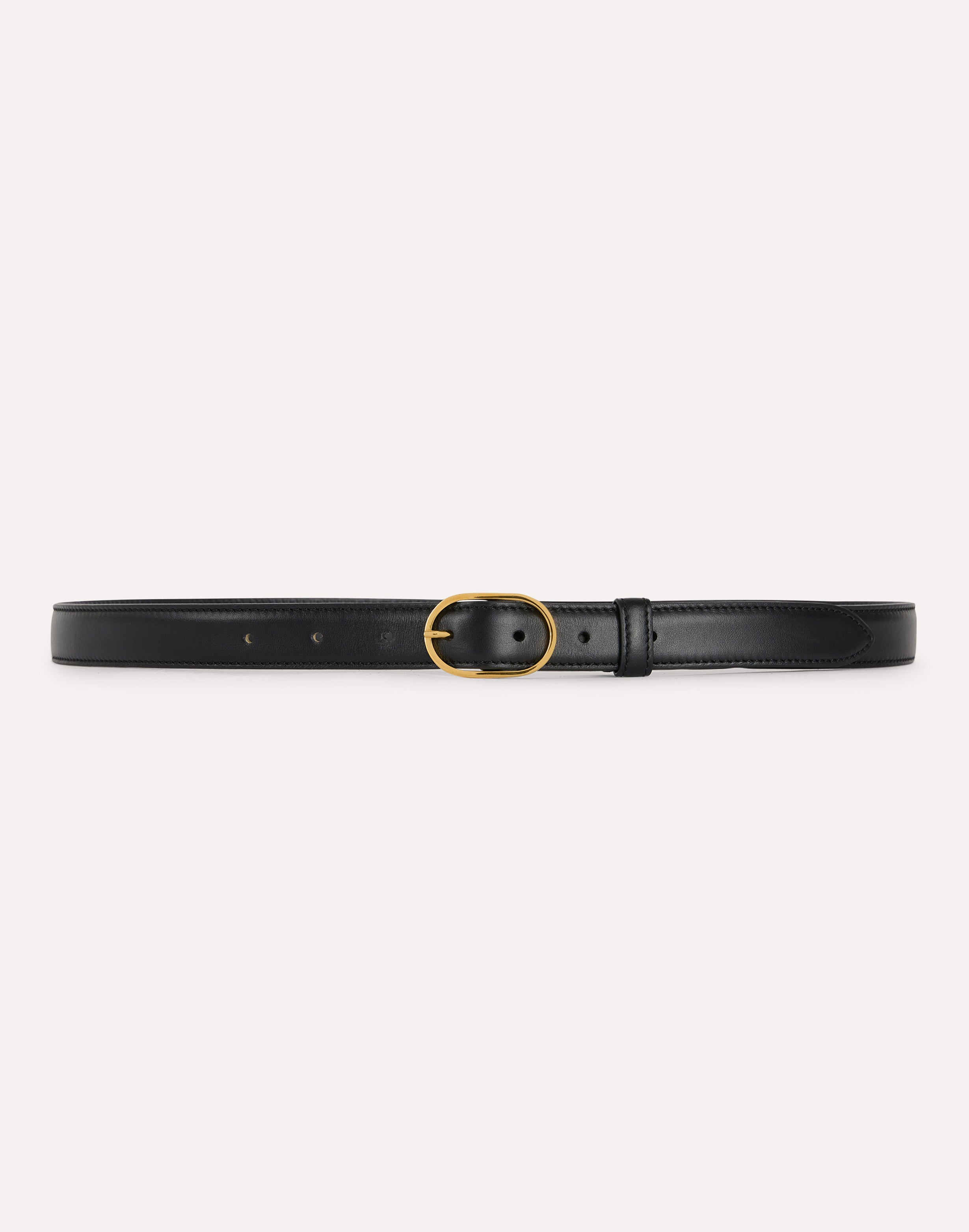 Black leather belt with oval buckle BLACK Lardini 1