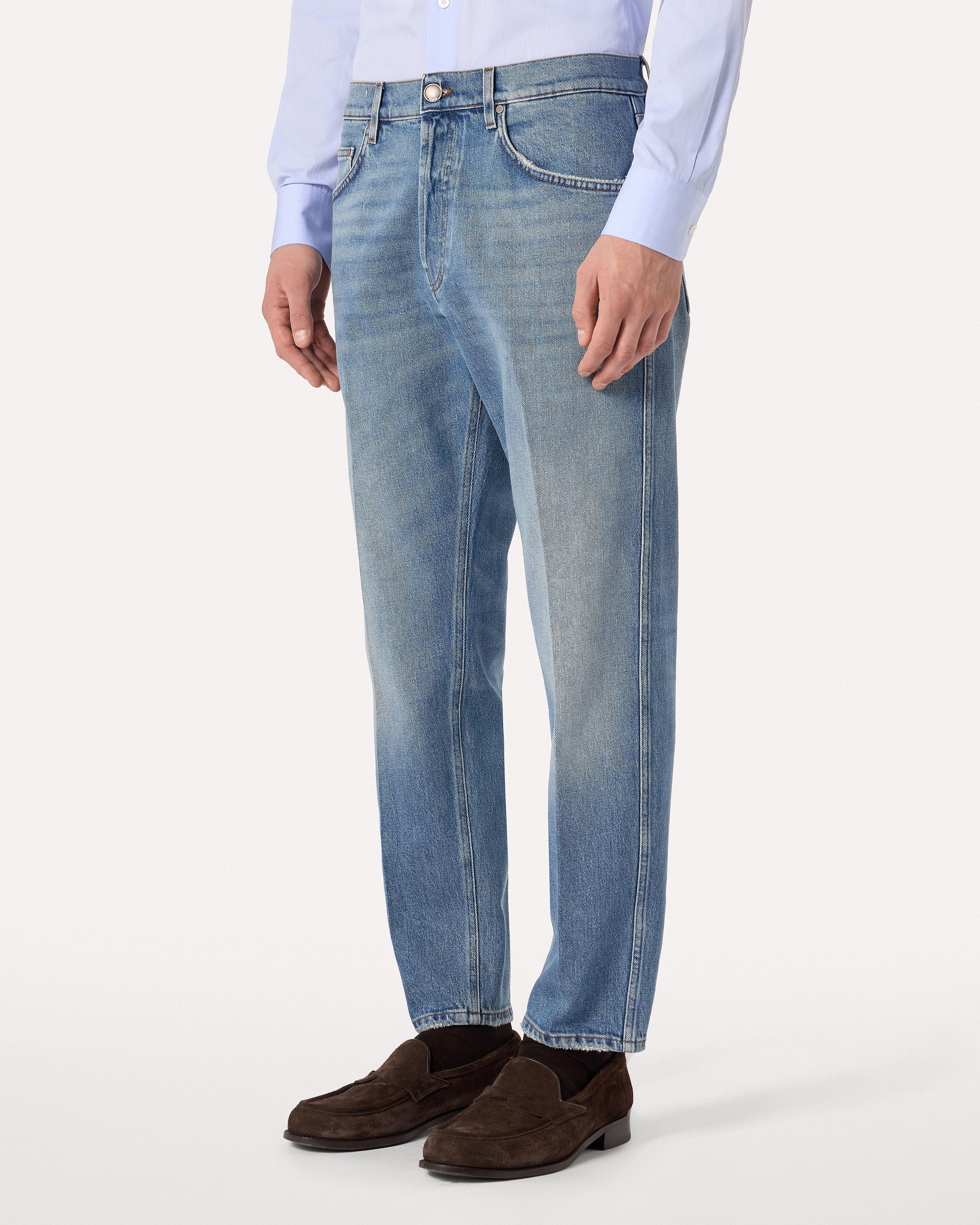 Jean denim bleu à ourlet net BLUE Lardini 4