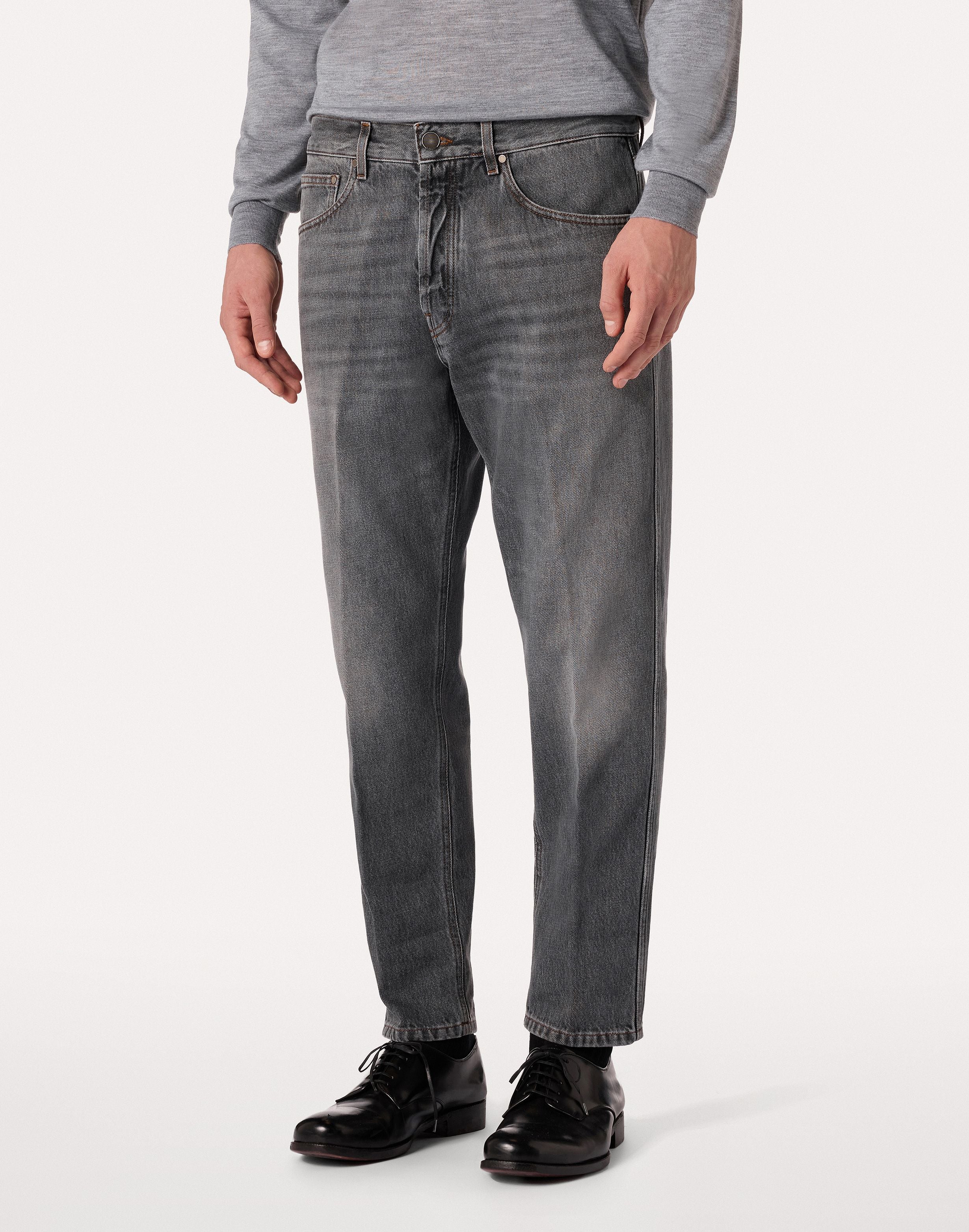 Jeans grigio in denim con fondo asciutto GREY Lardini 4