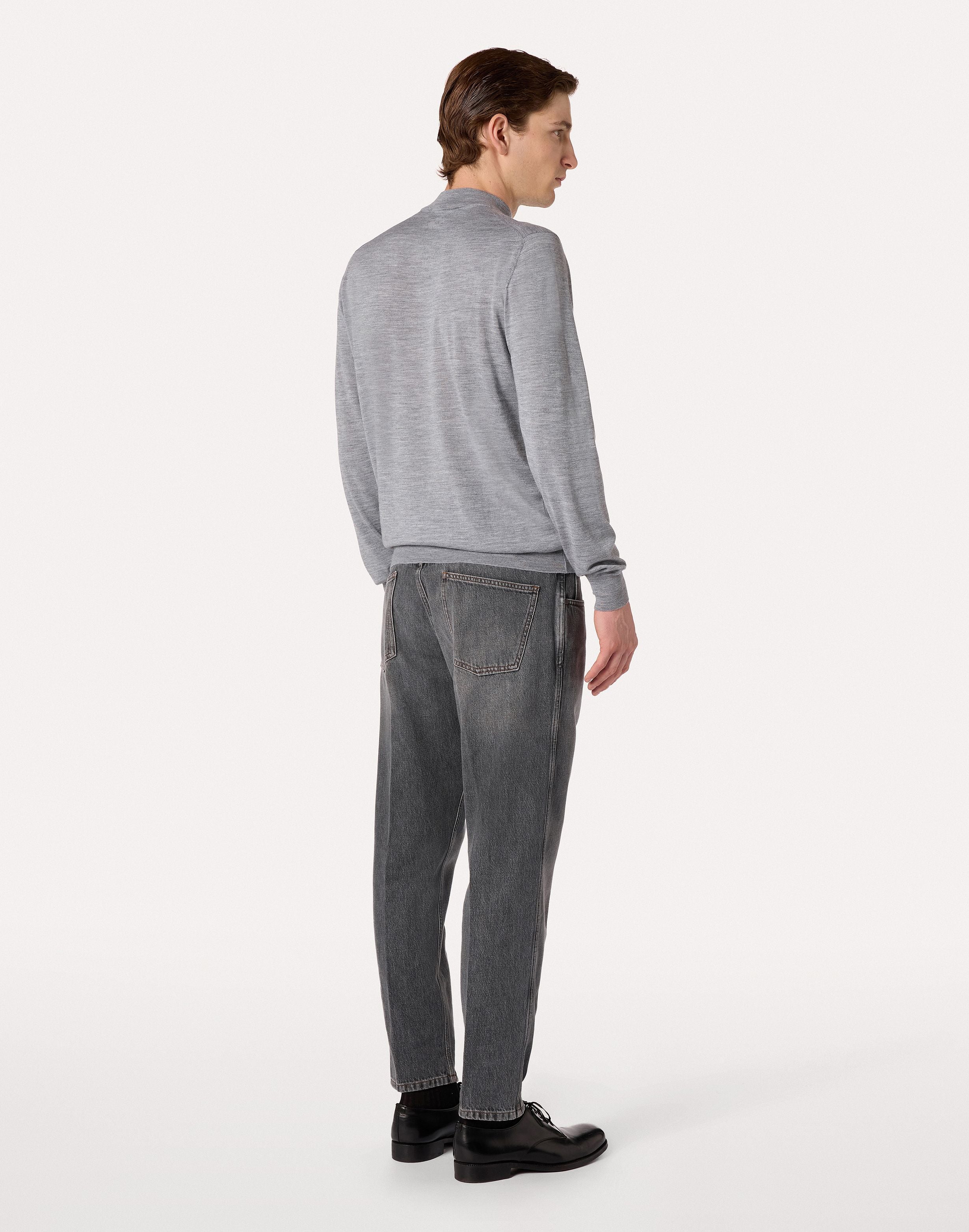 Jeans grigio in denim con fondo asciutto GREY Lardini 5