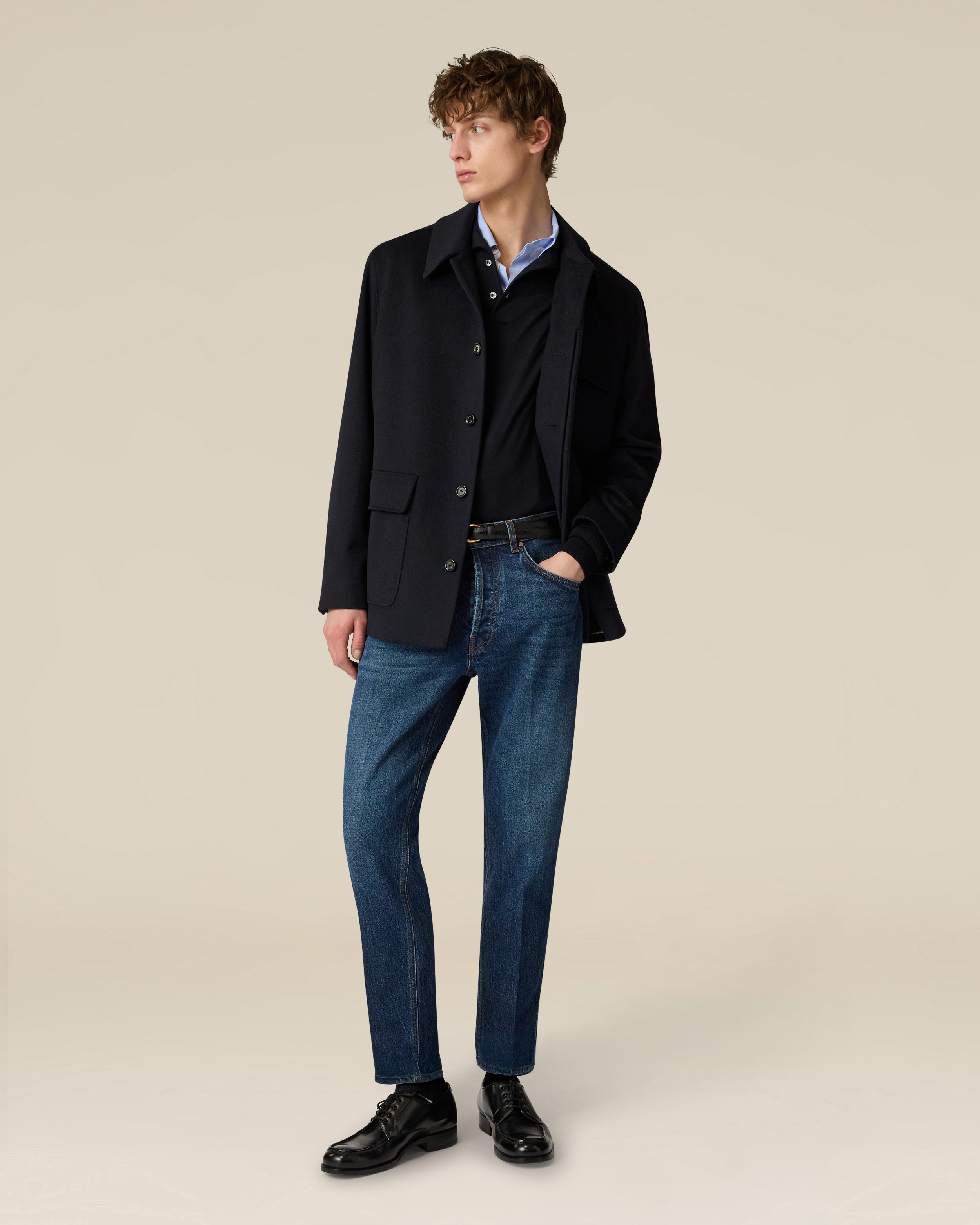 Jean denim bleu foncé à ourlet net BLUE Lardini 2