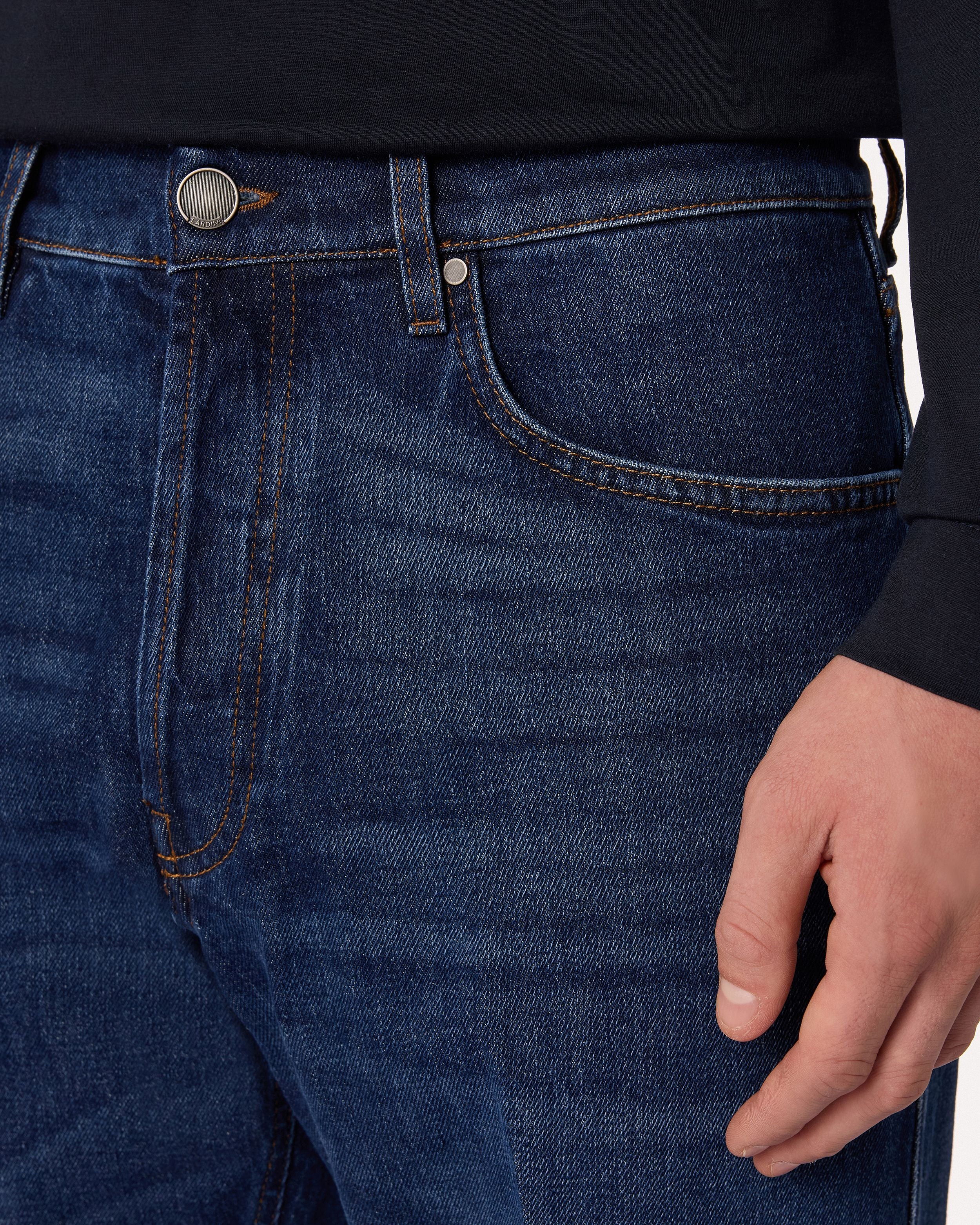 Jean denim bleu foncé à ourlet net BLUE Lardini 3