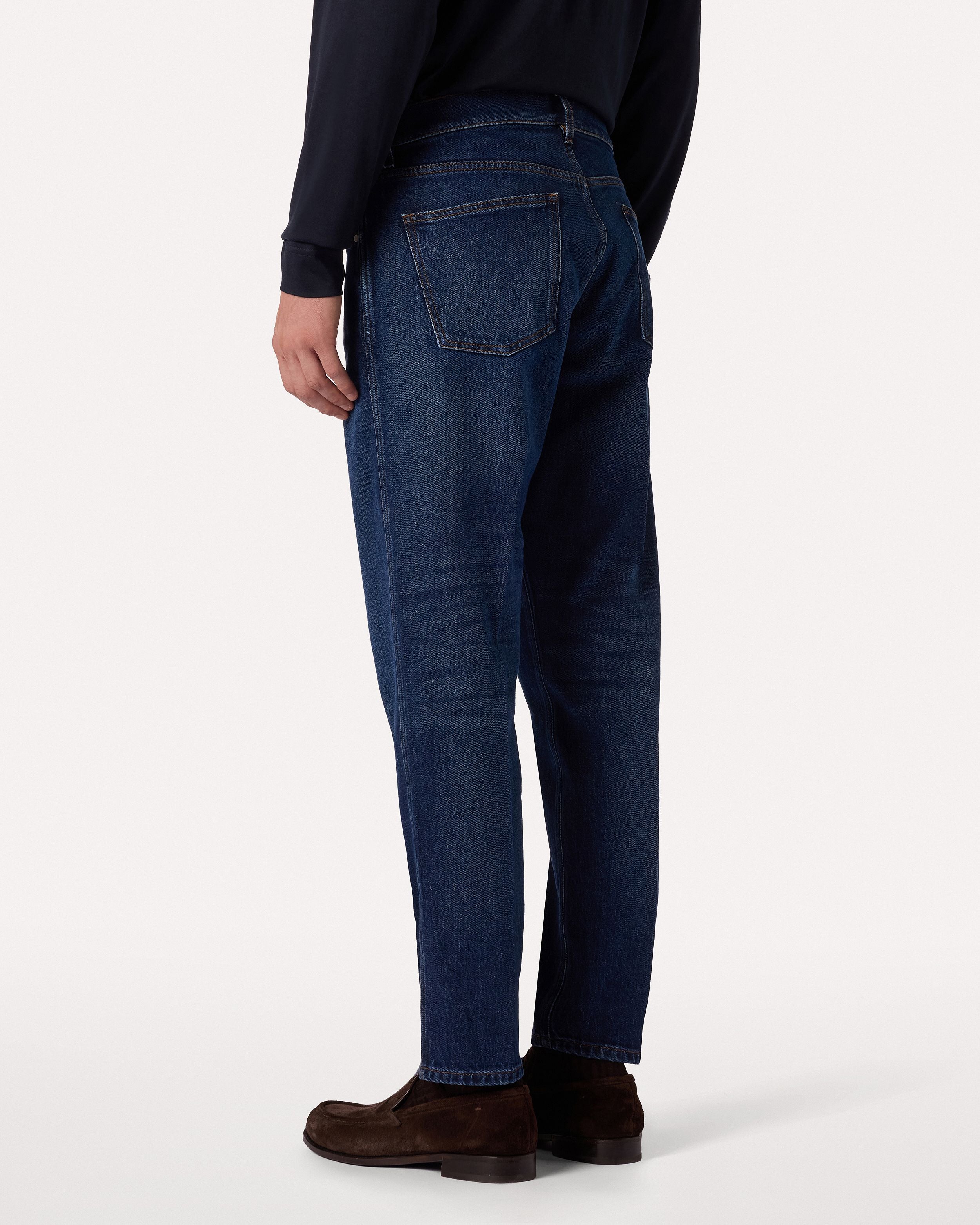 Jean denim bleu foncé à ourlet net BLUE Lardini 5