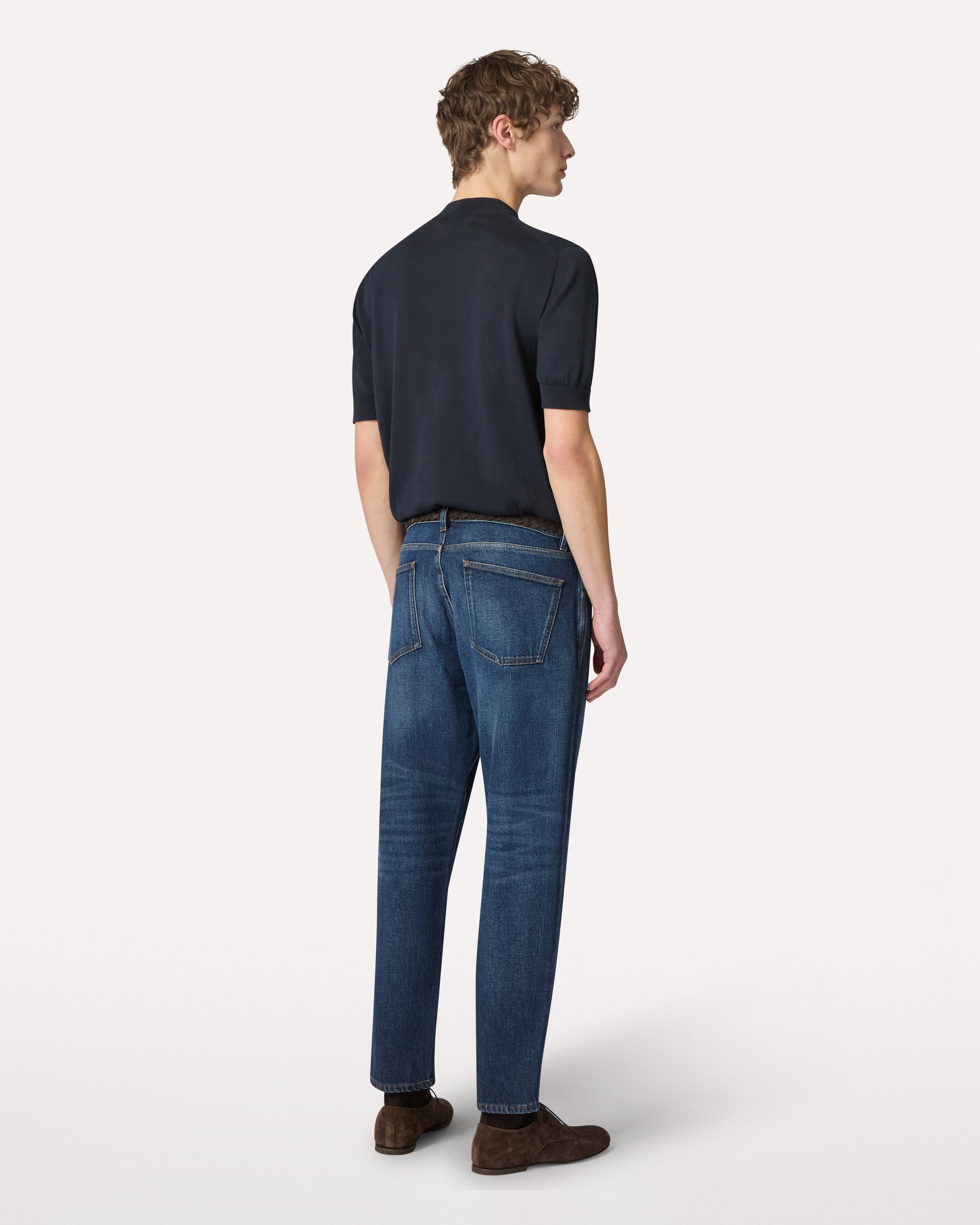 Dark blue denim jeans with clean hem BLUE Lardini 5