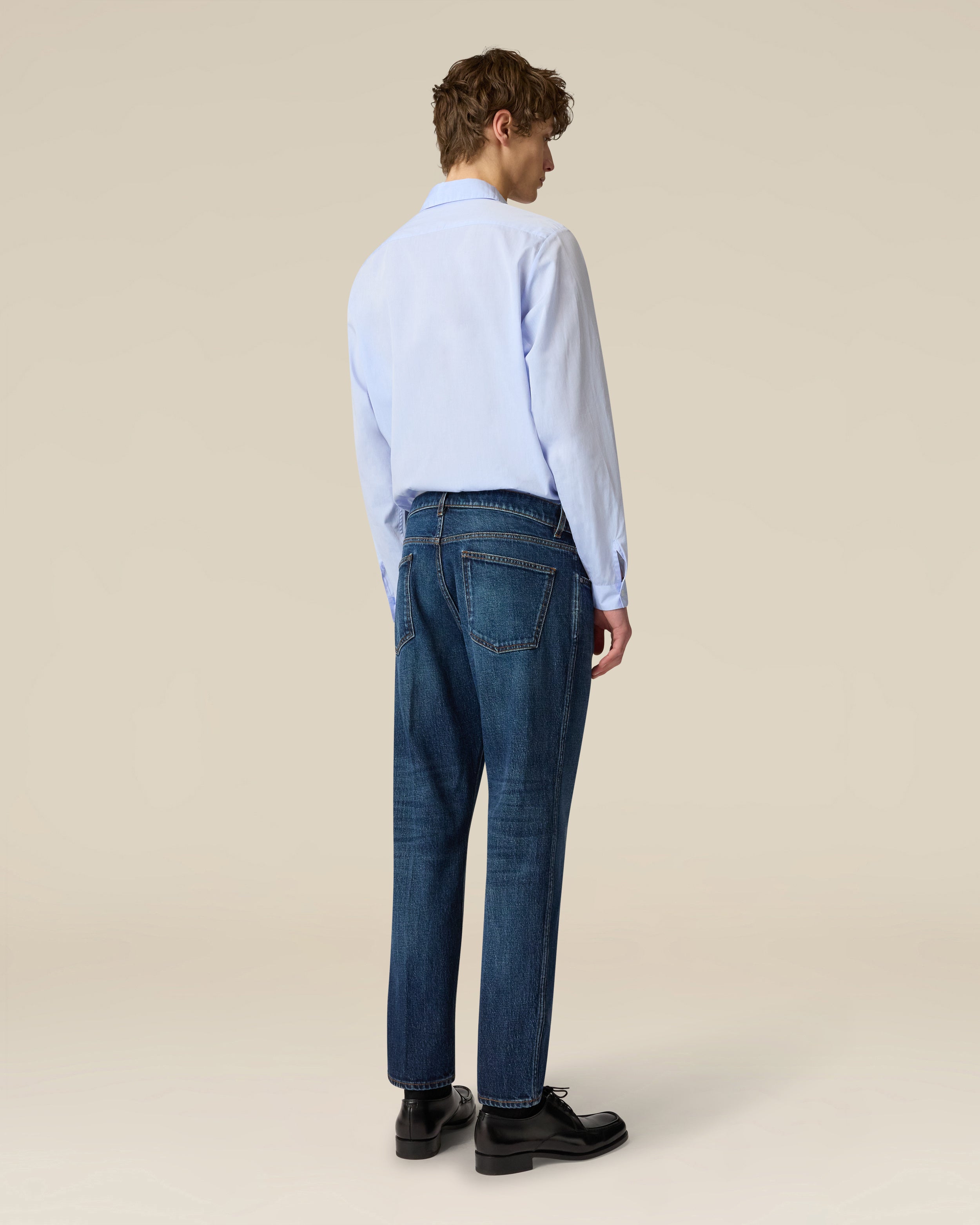 Jeans blu scuro in denim con fondo asciutto BLUE Lardini 5
