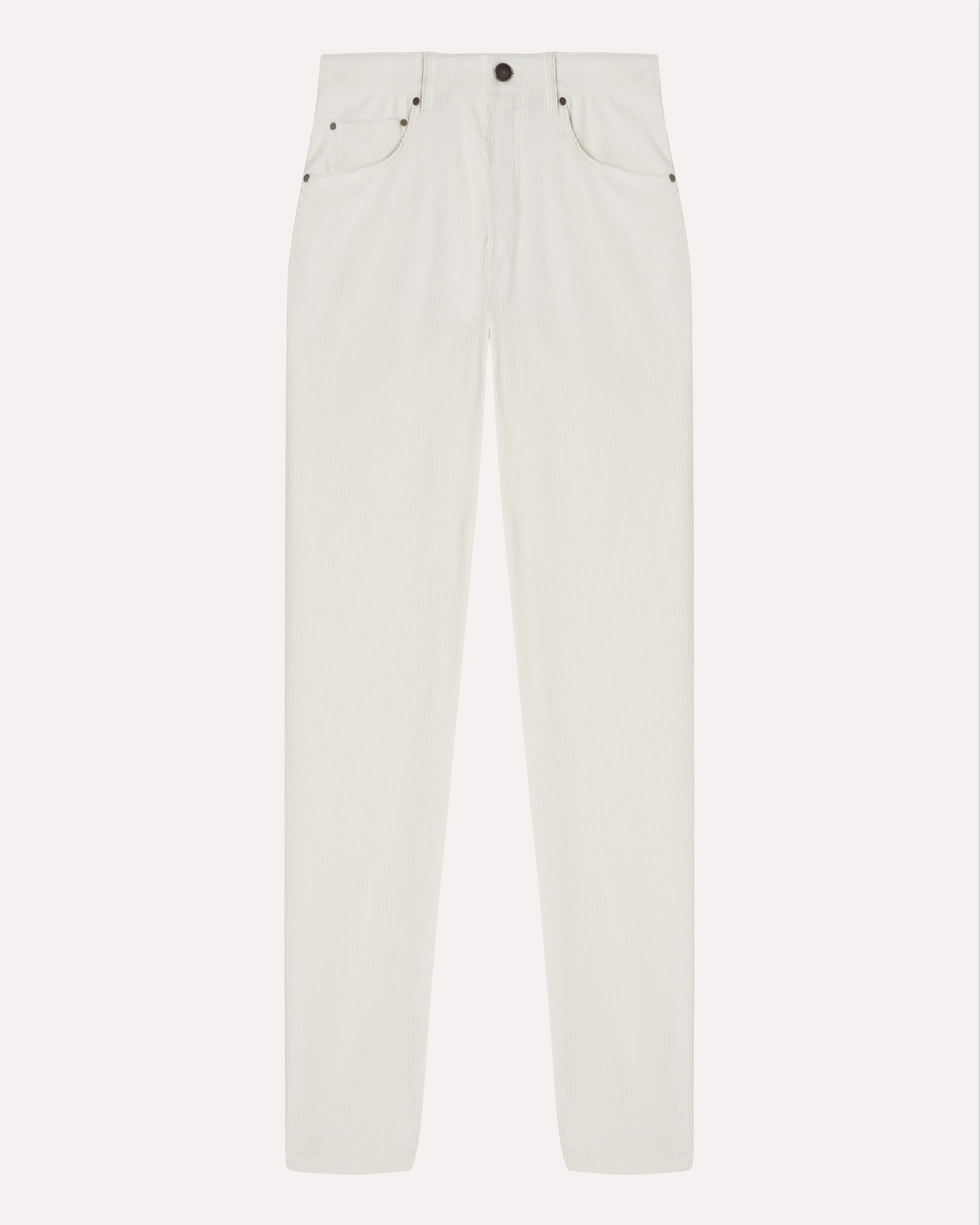 Pantalone 5 tasche panna in velluto stretch CREAM Lardini