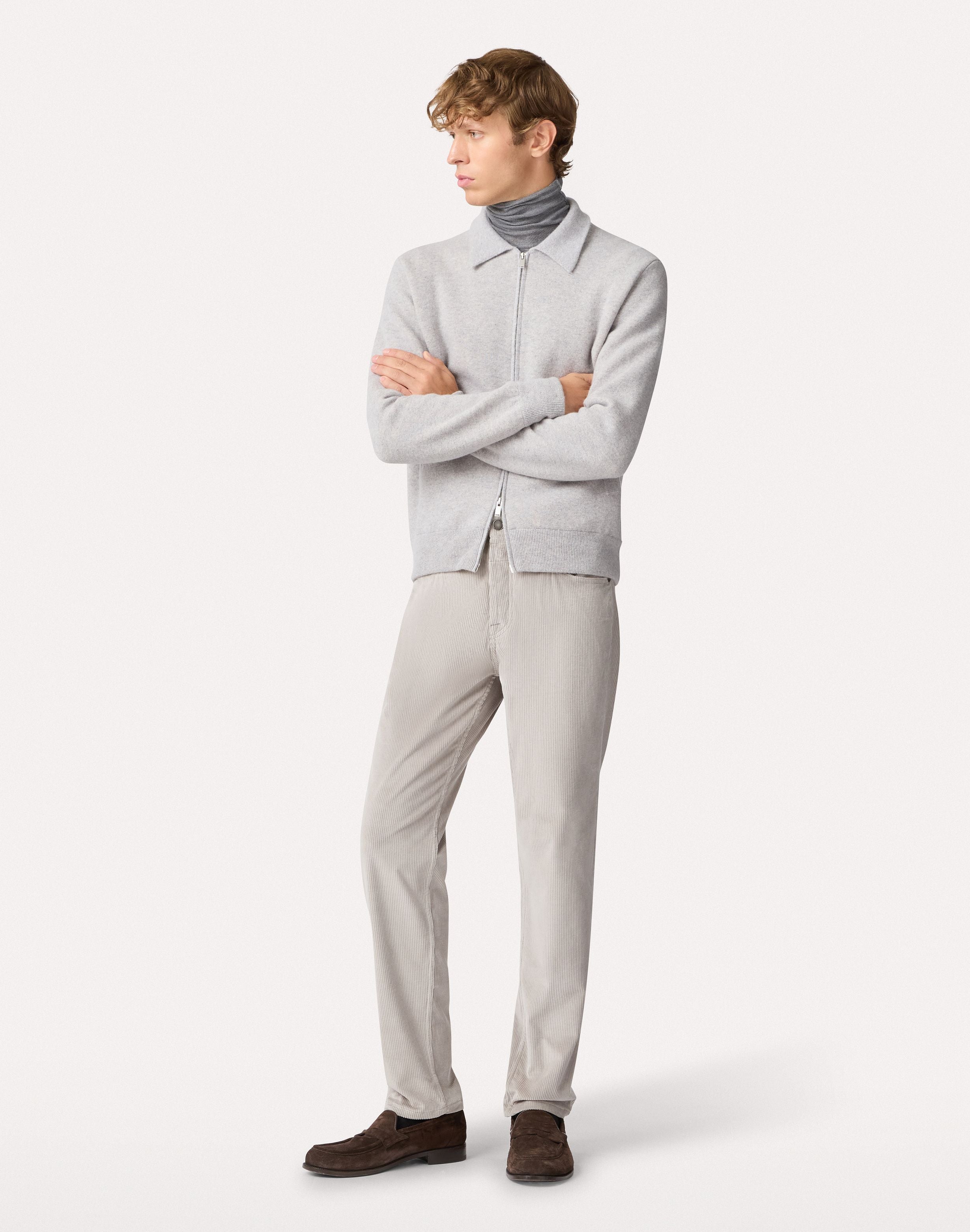 Pantalone 5 tasche grigio in velluto stretch GREY Lardini 2