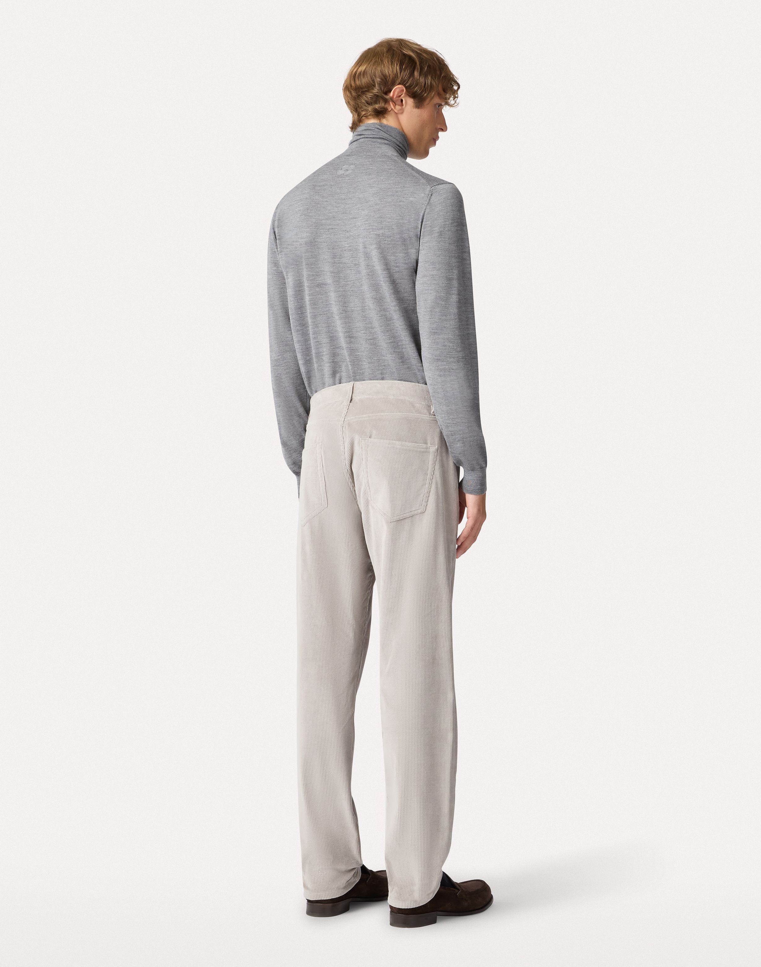 Pantalone 5 tasche grigio in velluto stretch GREY Lardini 5