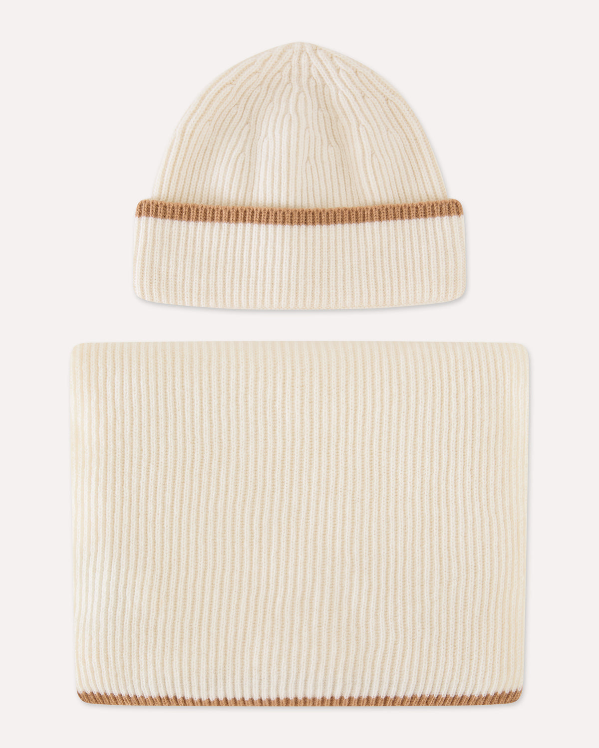 Cuffia e sciarpa in lana e cashmere panna e beige CREAM Lardini 4