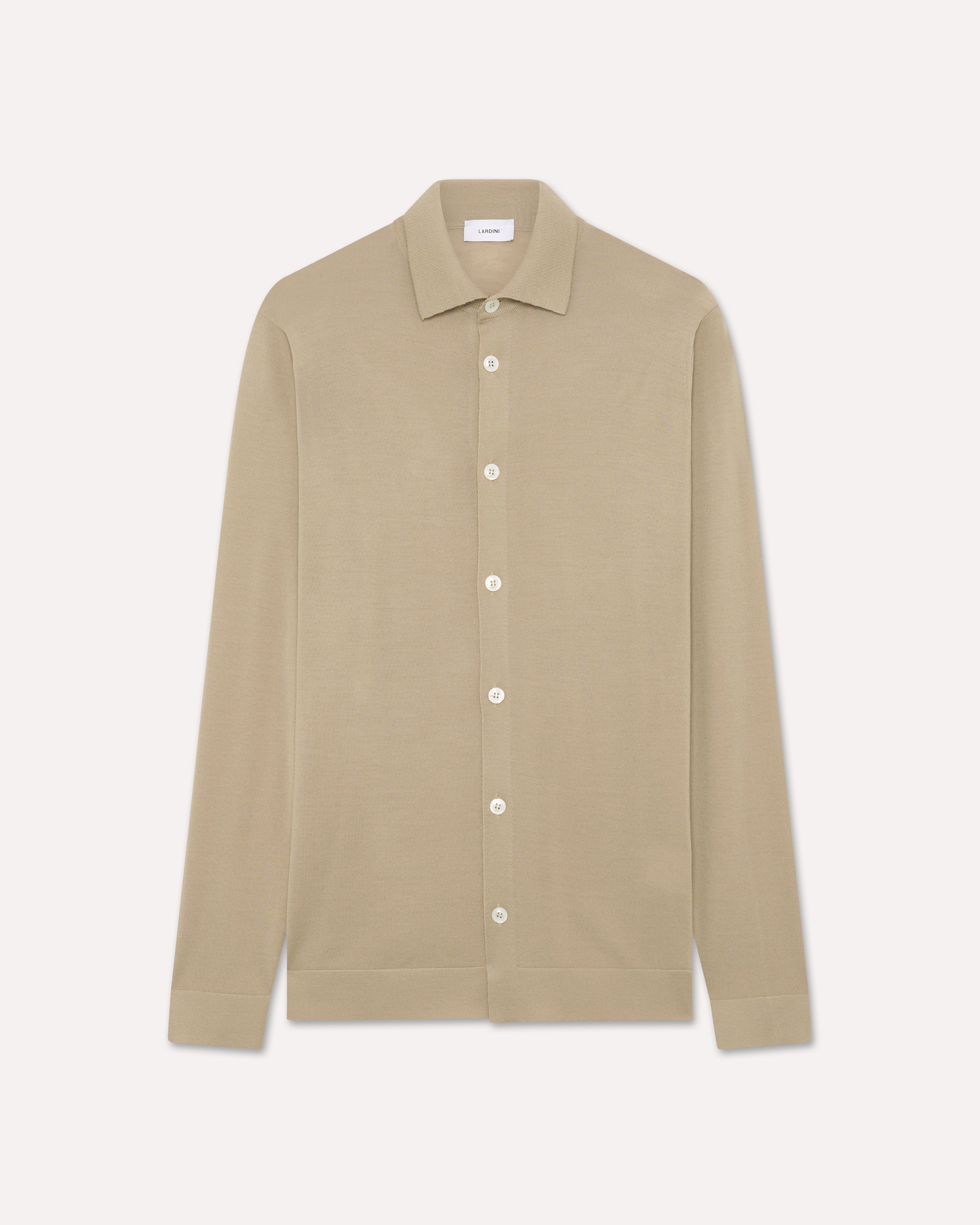 Beige merino wool knit shirt BEIGE Lardini 1