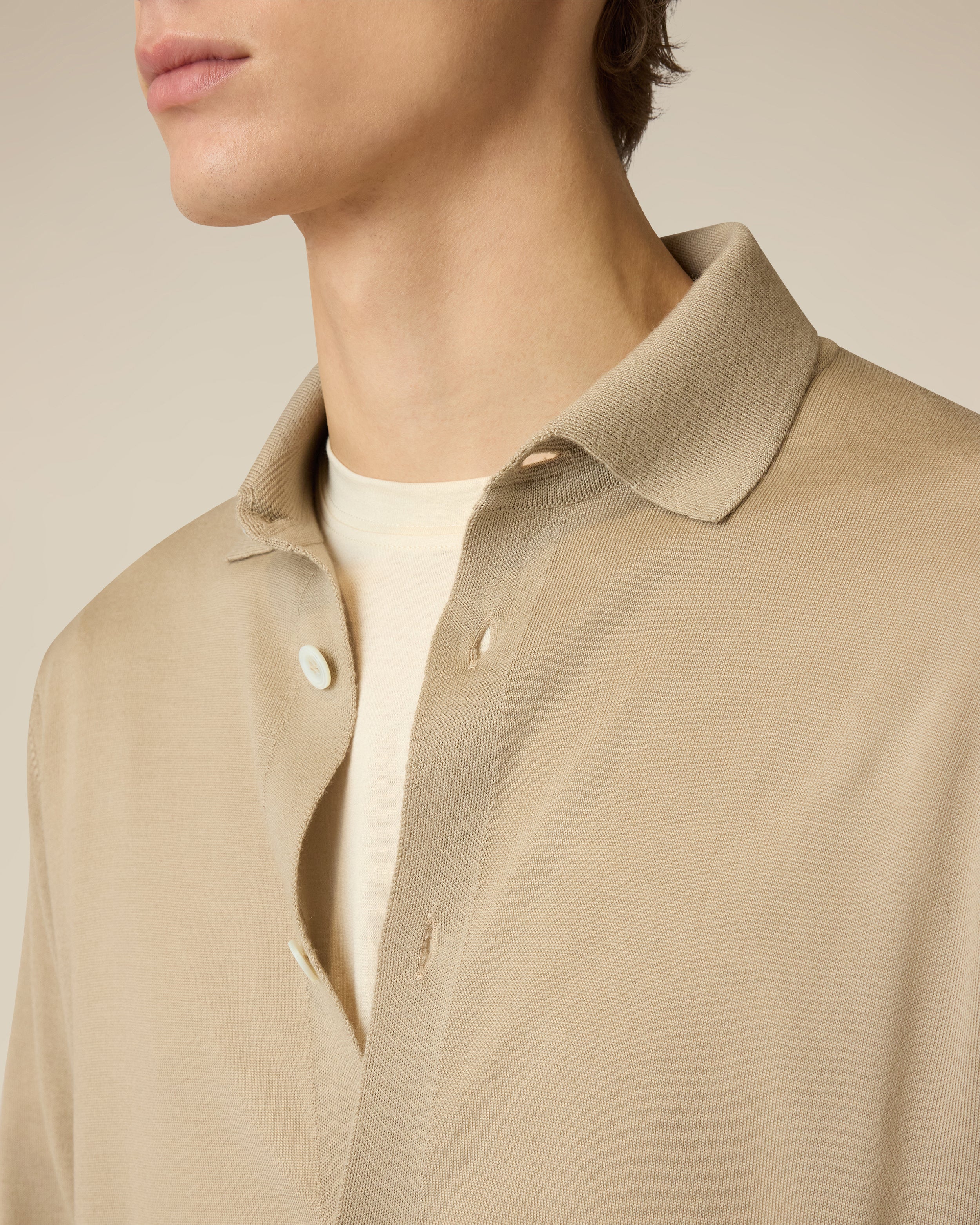 Beige merino wool knit shirt BEIGE Lardini 3