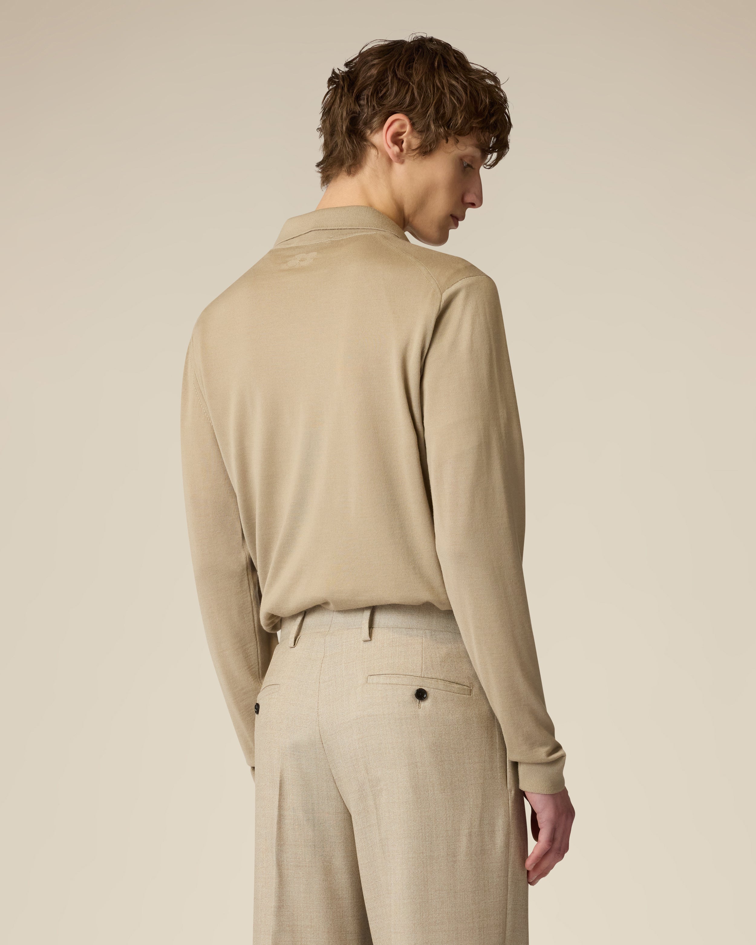 Beige merino wool knit shirt BEIGE Lardini 5
