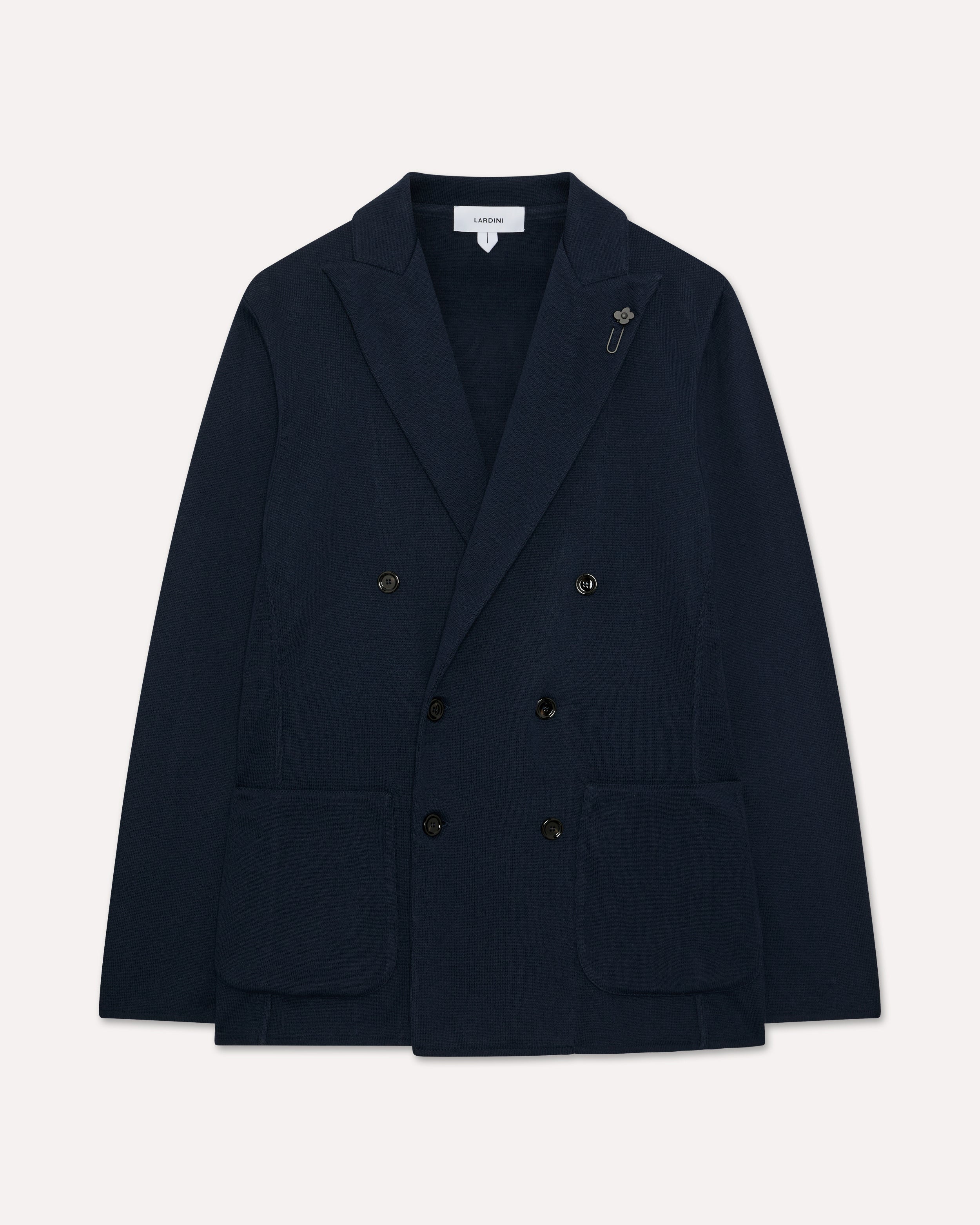 Blue double-breasted knit jacket BLUE Lardini 1