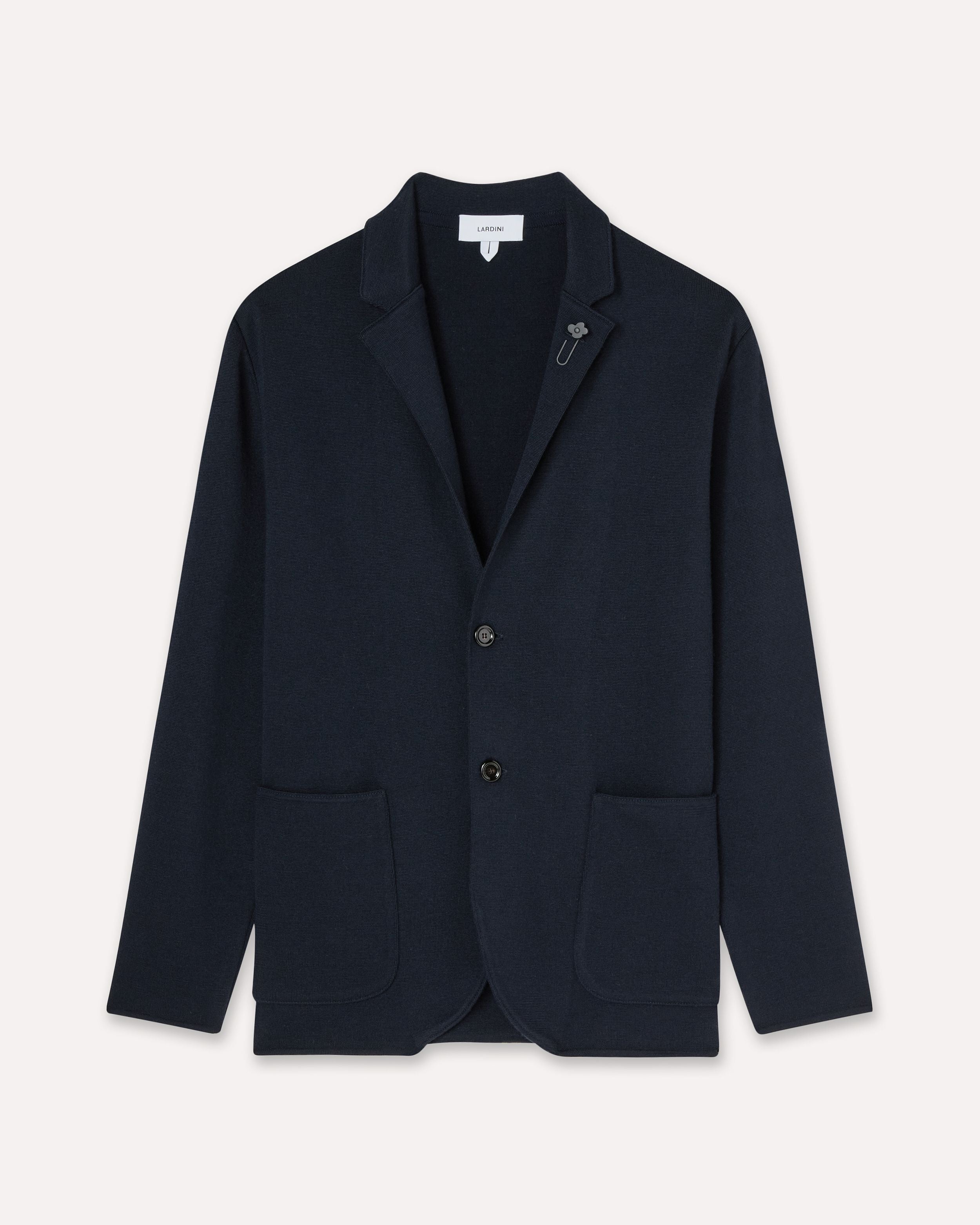 Blue knit jacket in superfine merino wool BLUE Lardini