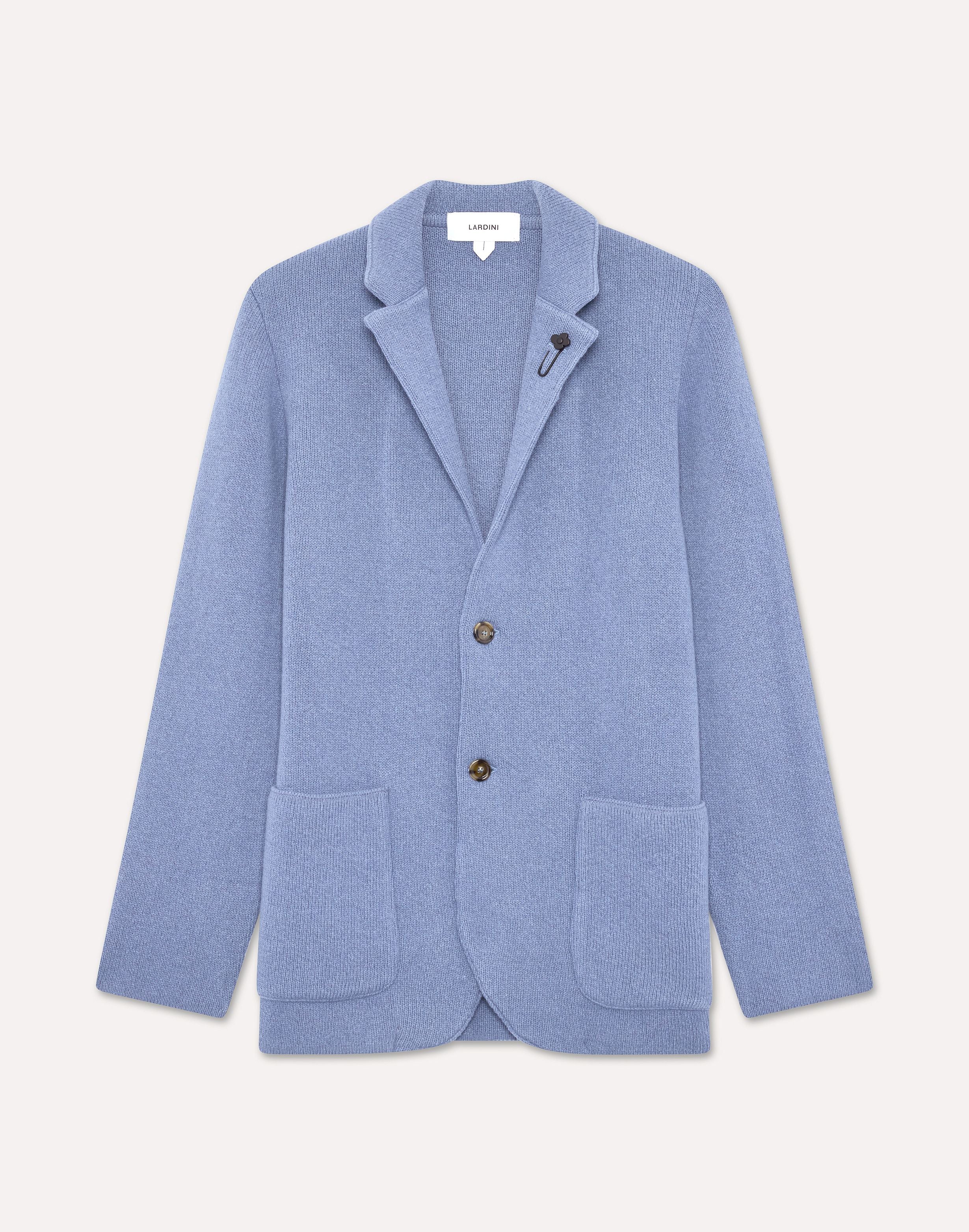 Giacca in maglia avio in cashmere rasato AIR FORCE BLUE Lardini 1