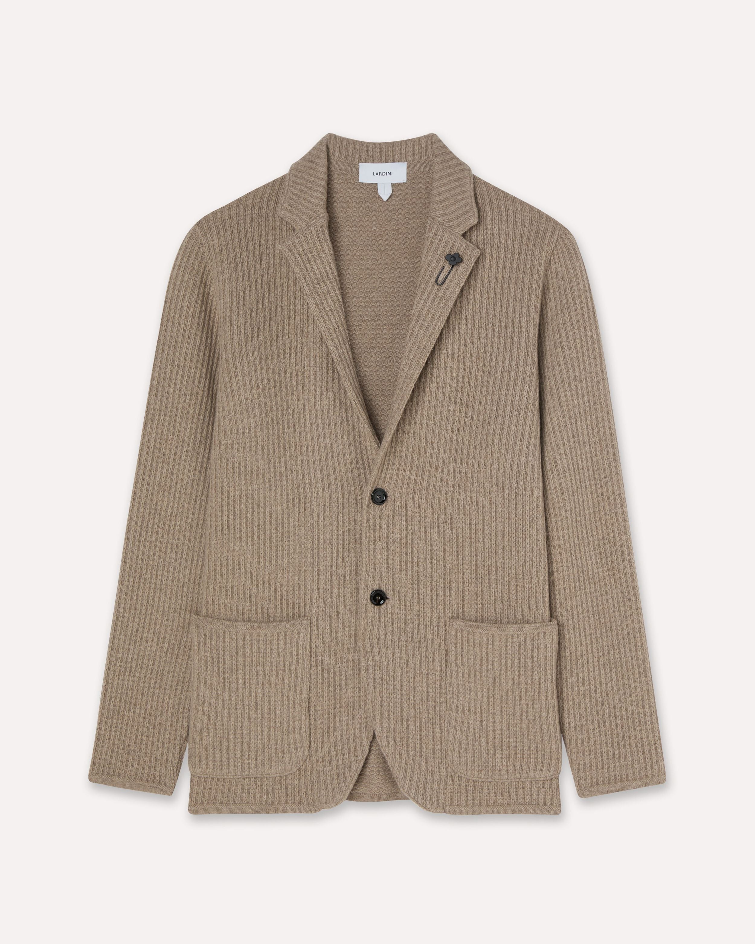 Giacca in maglia nocciola in cashmere HAZELNUT Lardini 1