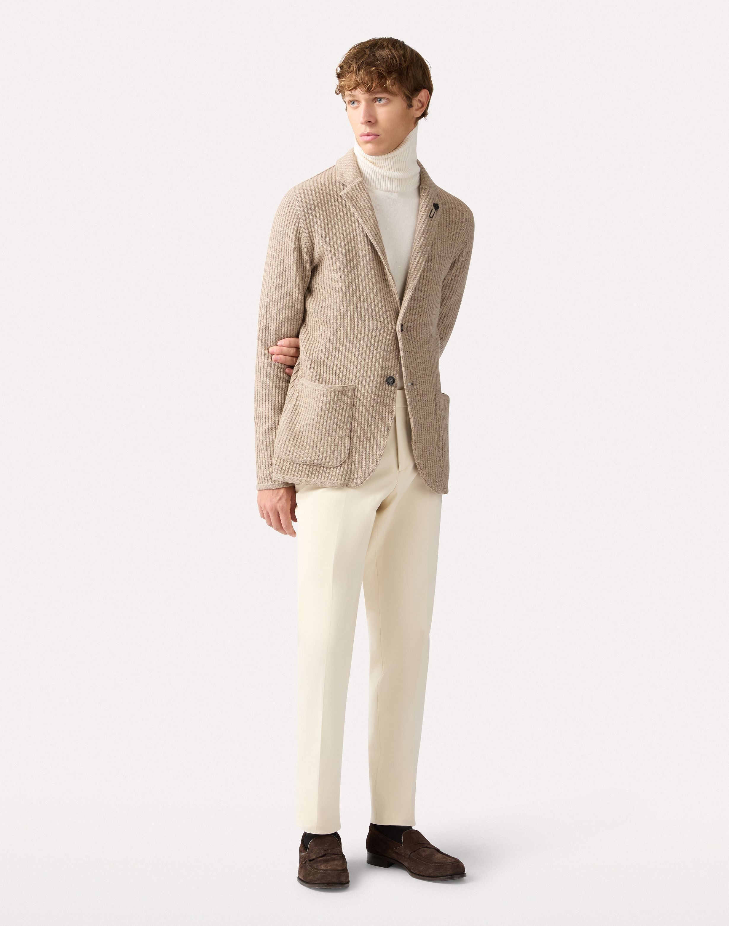 Giacca in maglia nocciola in cashmere HAZELNUT Lardini 2