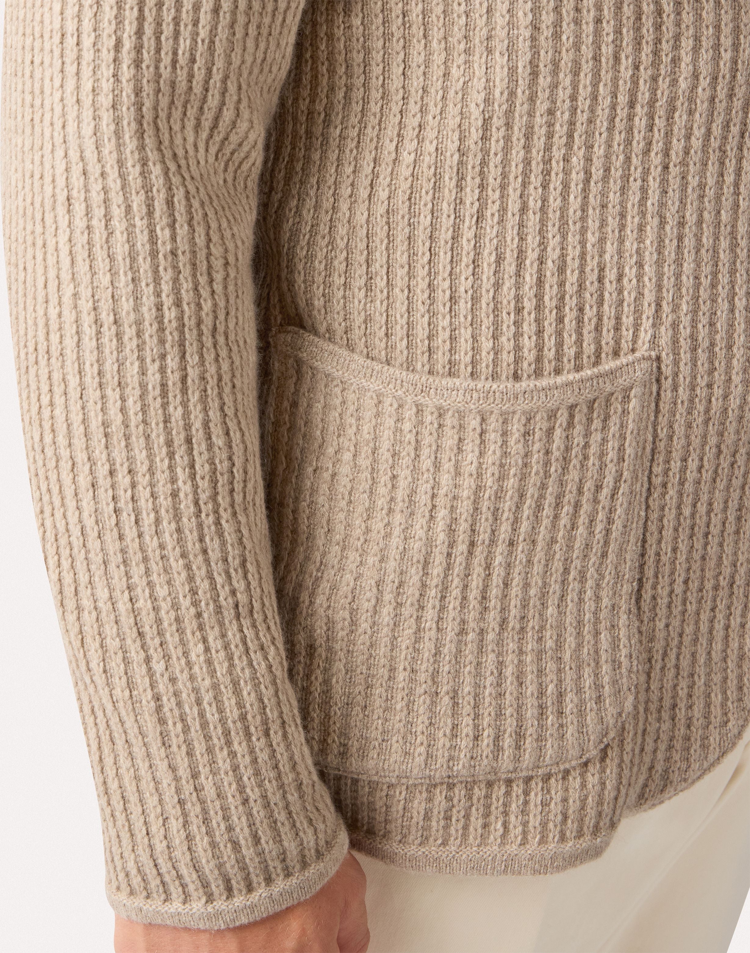 値下げ LARDINI knit jacket Hazelnut-colored knit jacket in cashmere, white, man | Lardini
