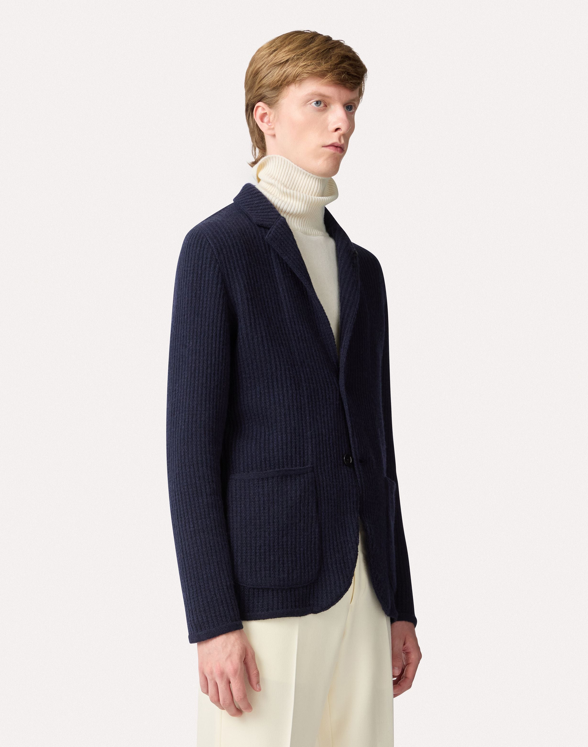 Blue knit jacket in cashmere BLUE Lardini 4