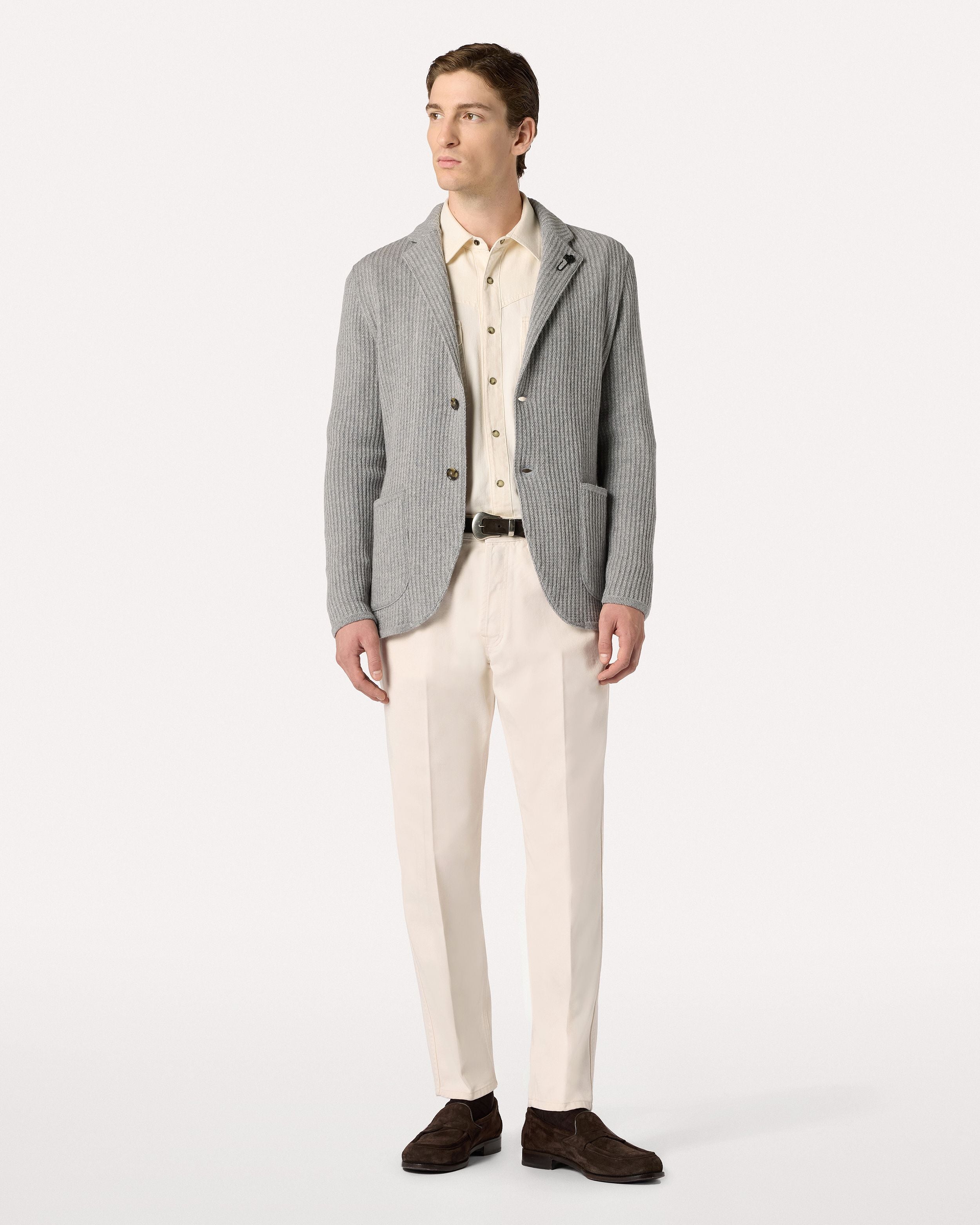 Giacca in maglia grigia in cashmere GREY Lardini 2