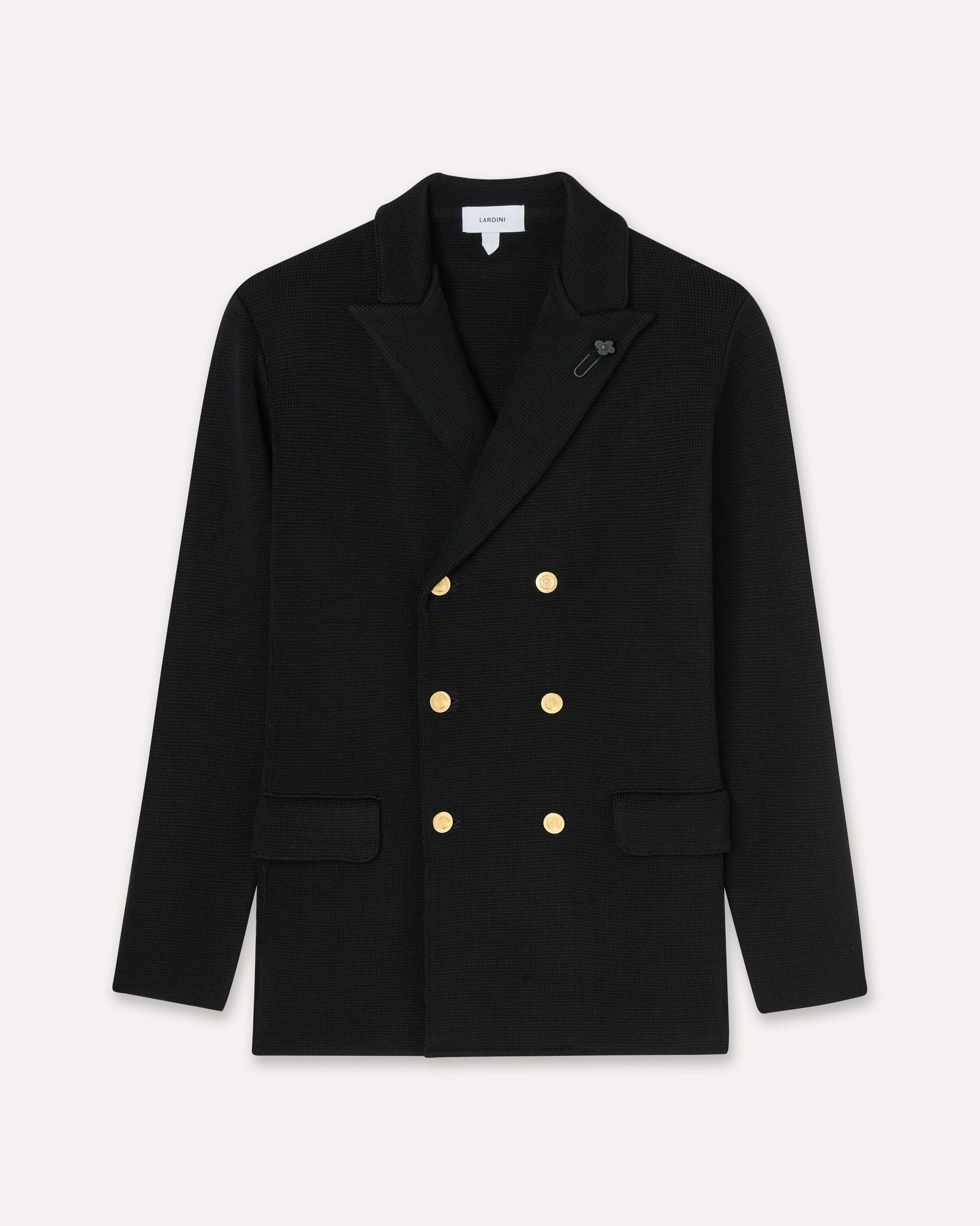 Giacca in maglia nera in lana merino BLACK Lardini