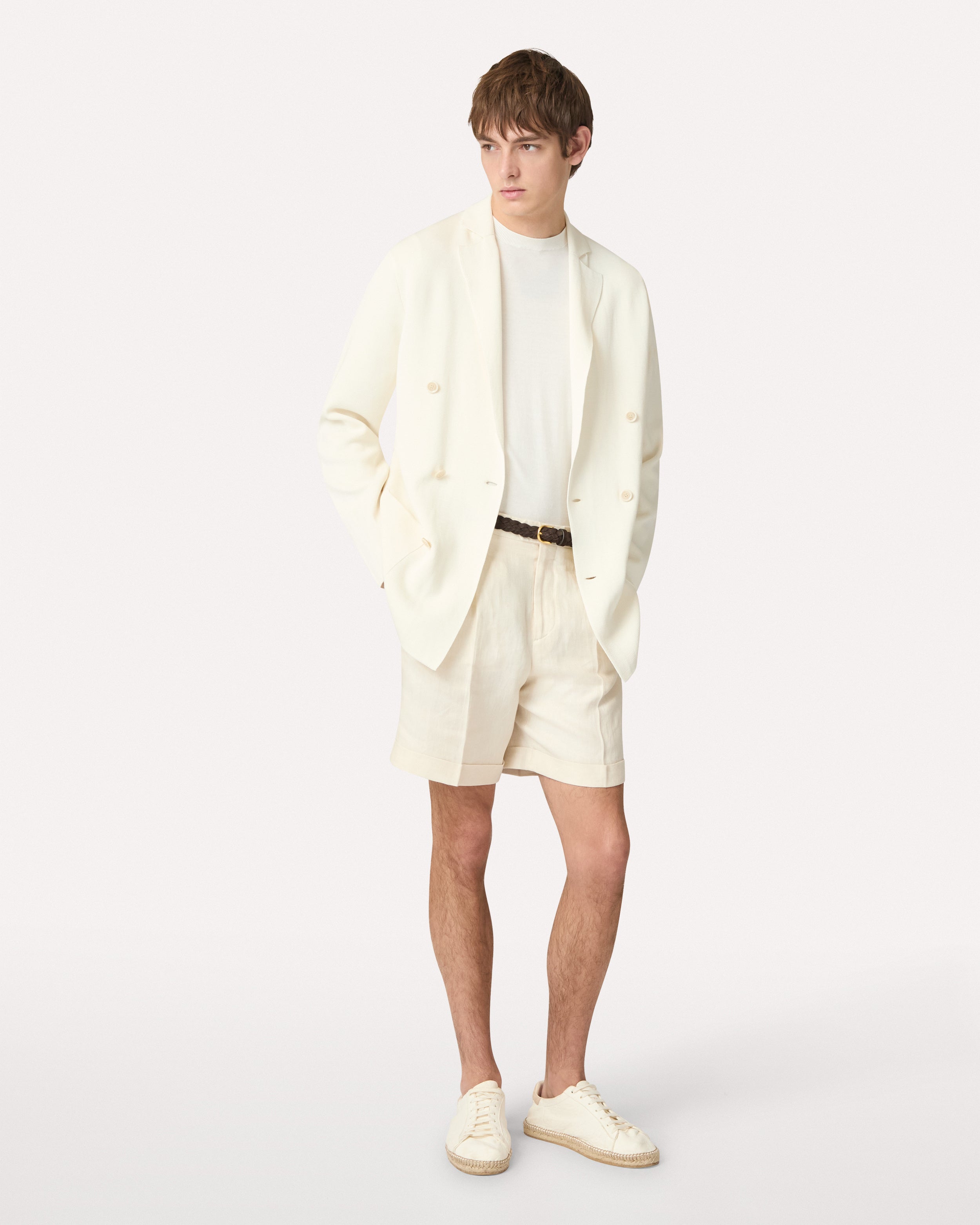 いっちゃん LARDINI white cotton knitjacket Double-breasted white cotton knit jacket, white, man | Lardini