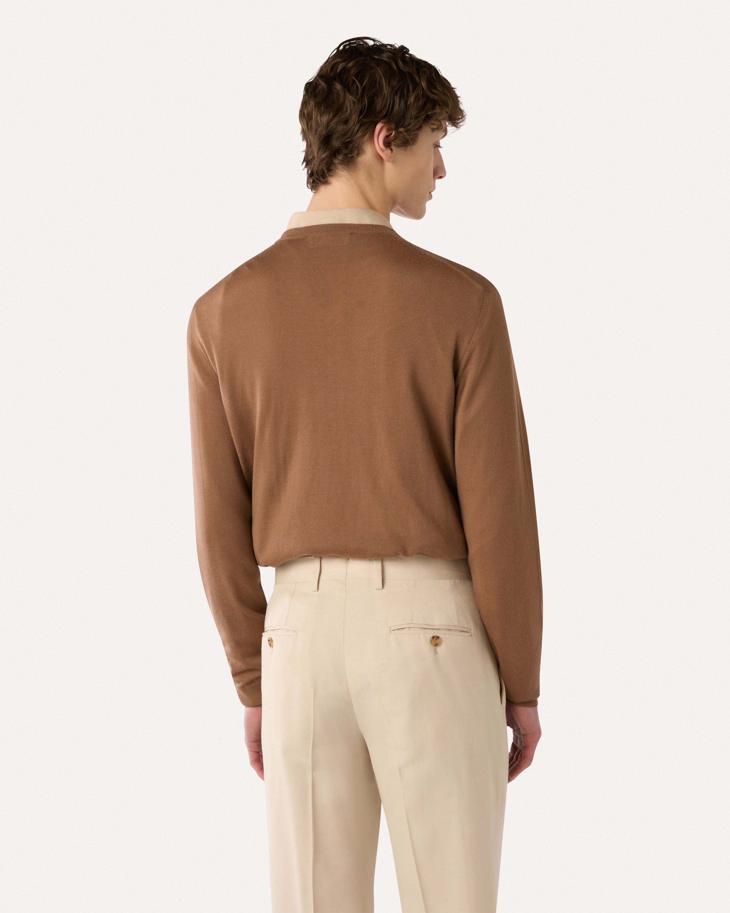 Maglia con scollo a V marrone BROWN/RUST Lardini 5