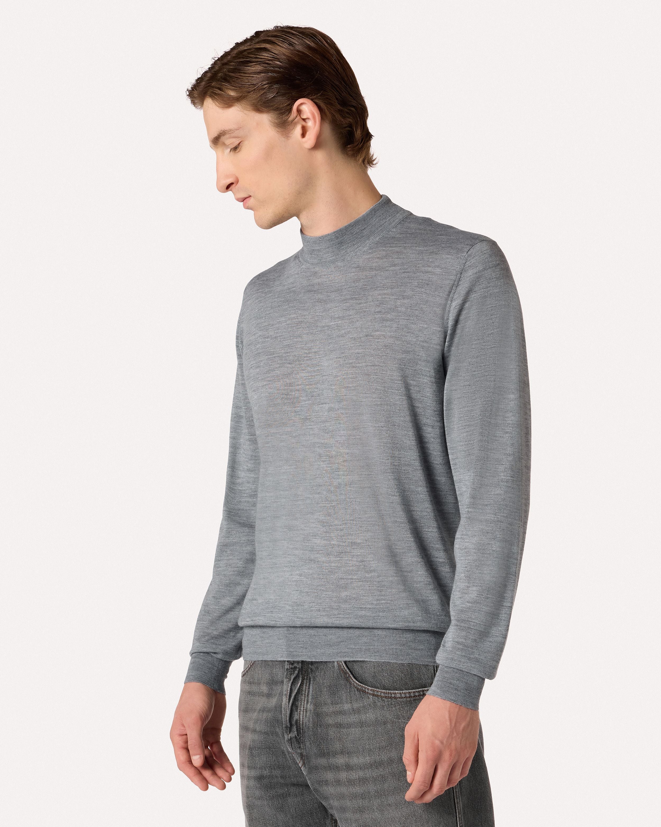 Lupetto grigio in lana, seta e cashmere GREY Lardini 4