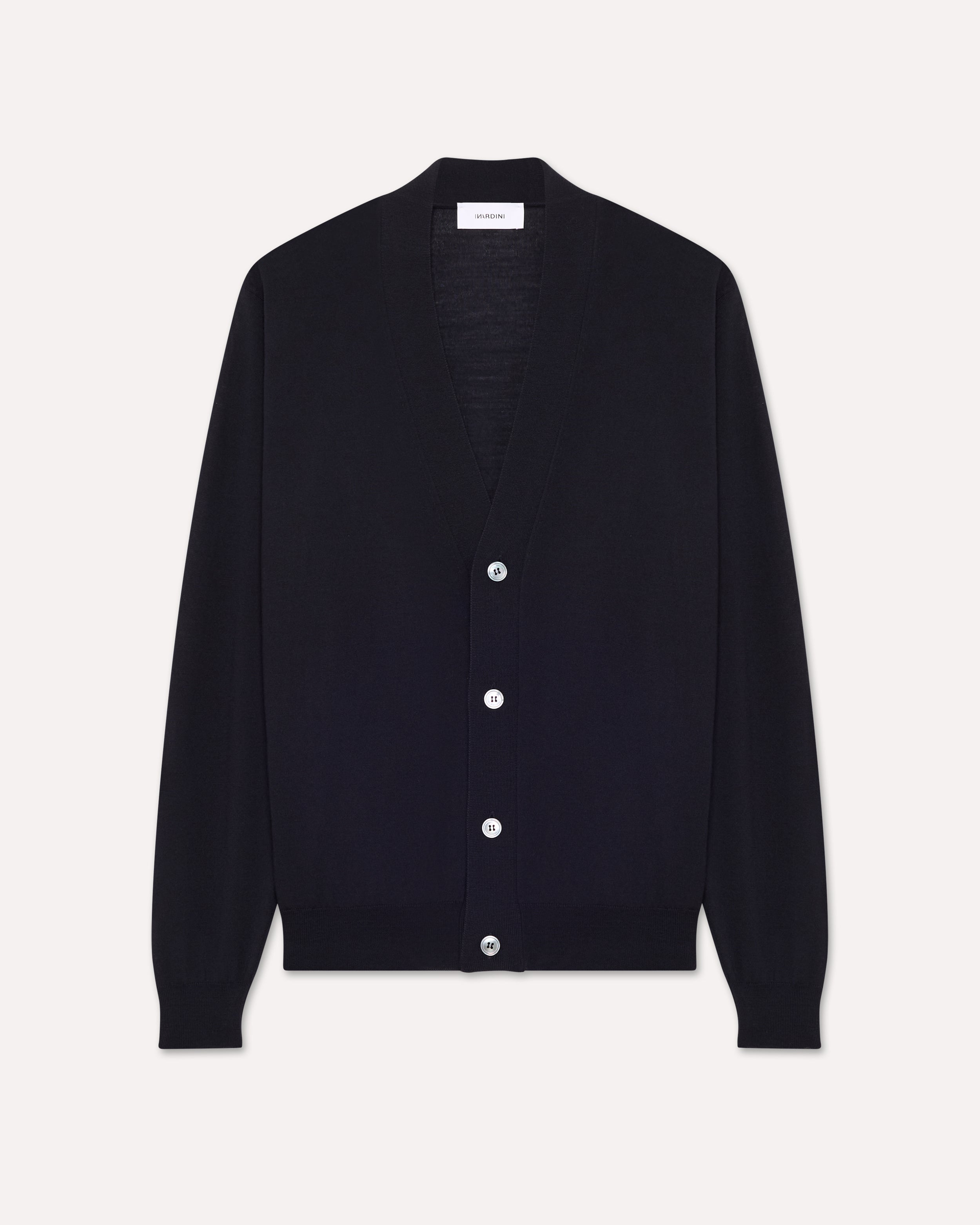 Blauer Cardigan aus superfiner Merinowolle BLUE Lardini 1